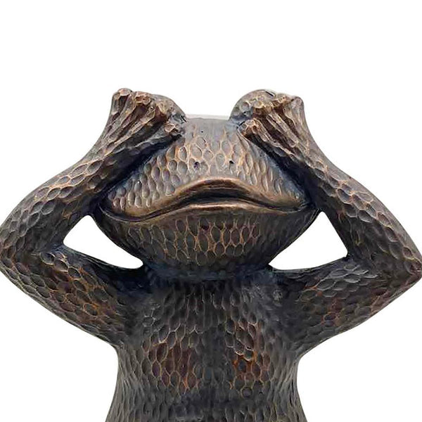 16 Inches Resin Hammered Sitting Frog Accent Decor Bronze