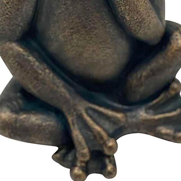 16 Inches Resin Sitting And Thinking Frog Accent Decor Bronze