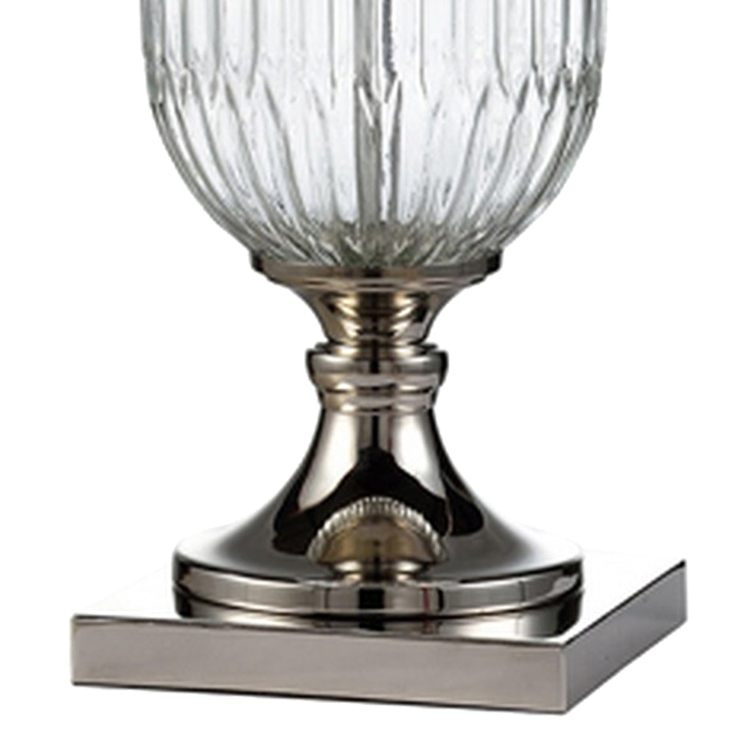 Table Lamp with Glass Pedestal Base and Fabric Shade Chrome