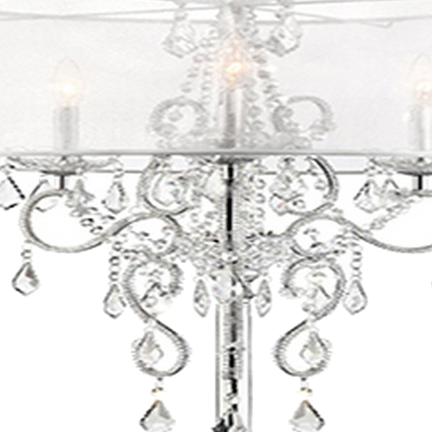 Floor Lamp With Metal Base And Hanging Crystals Silver