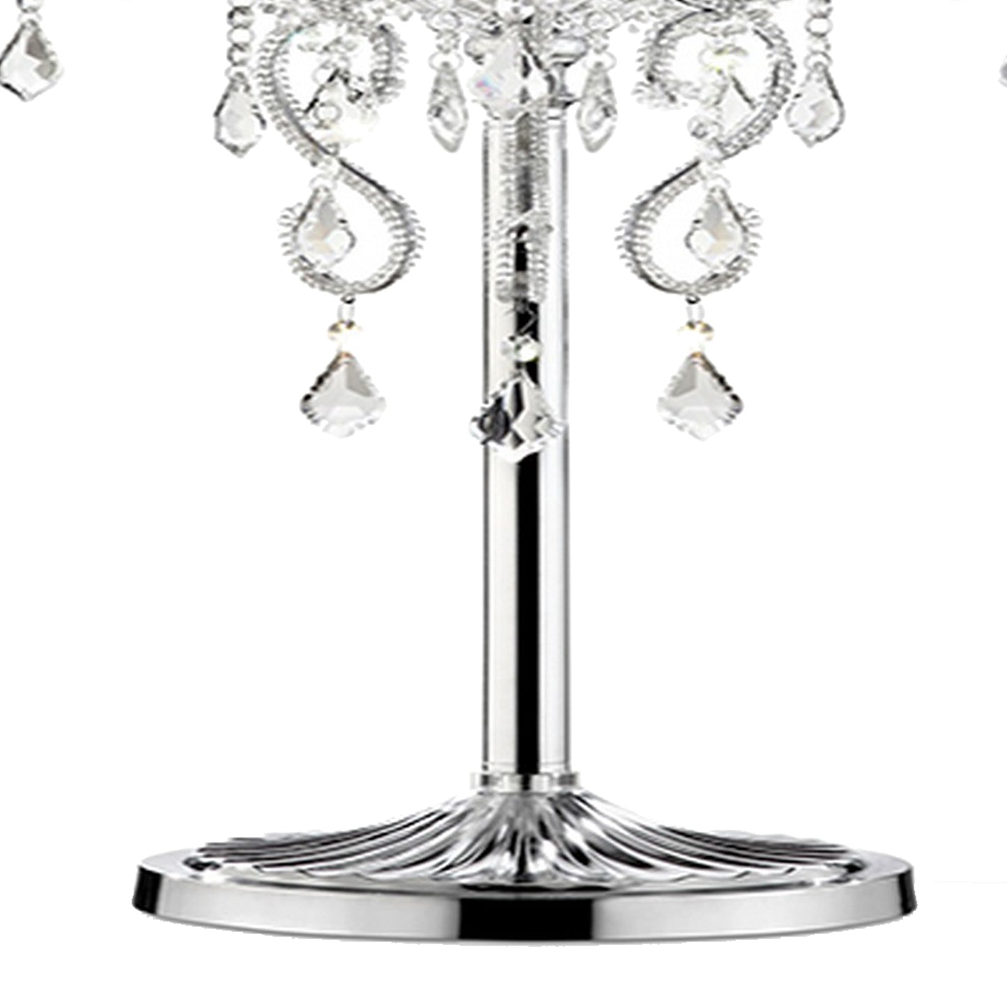 Table Lamp with Metal Base and Hanging Crystals Silver