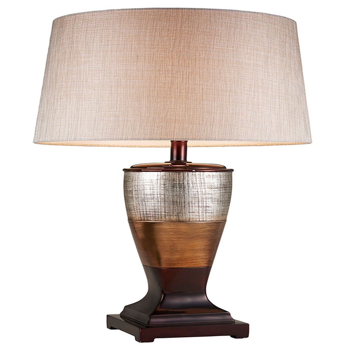 Table Lamp with Colorblock Pedestal Base Brown