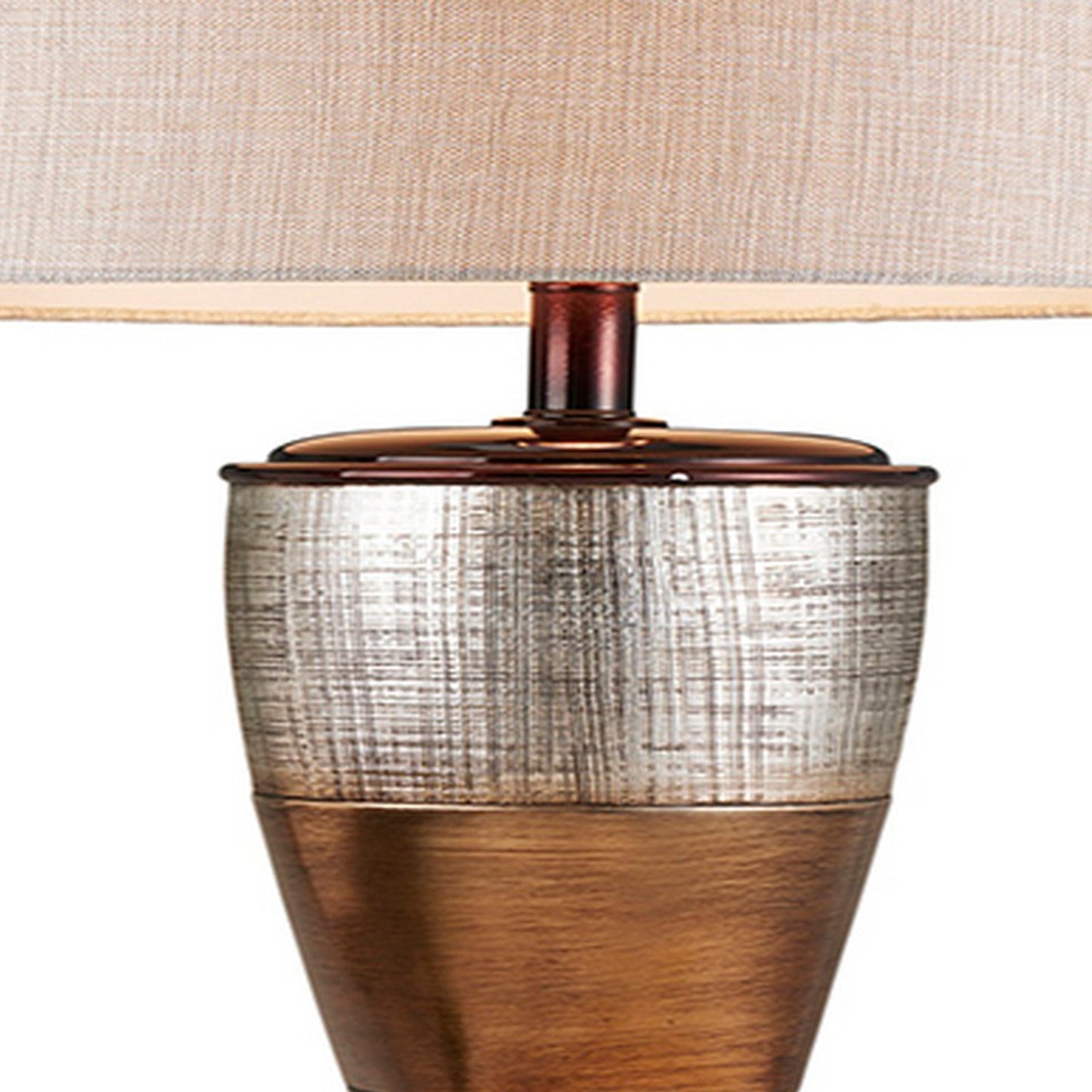 Table Lamp with Colorblock Pedestal Base Brown