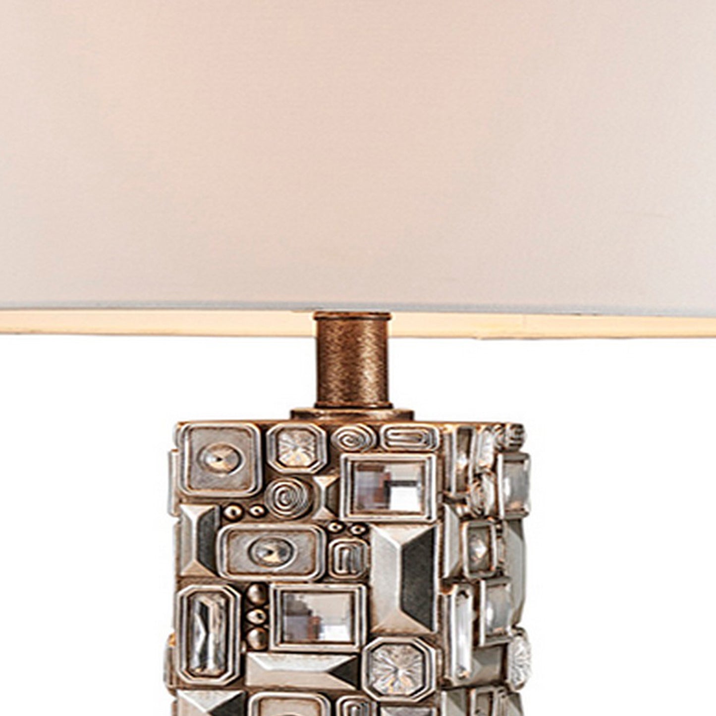 Table Lamp with Abstract Mirror Block Base Bronze