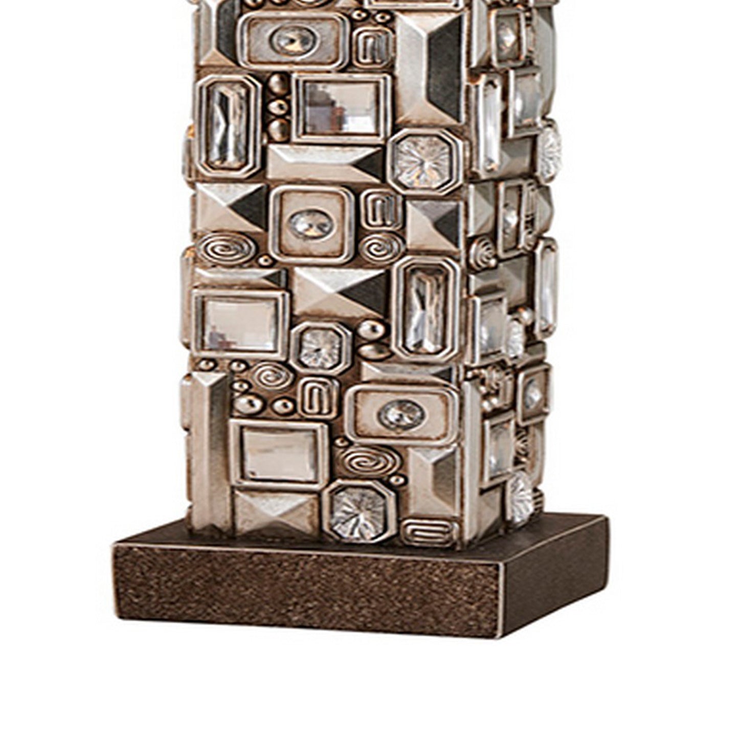 Table Lamp with Abstract Mirror Block Base Bronze