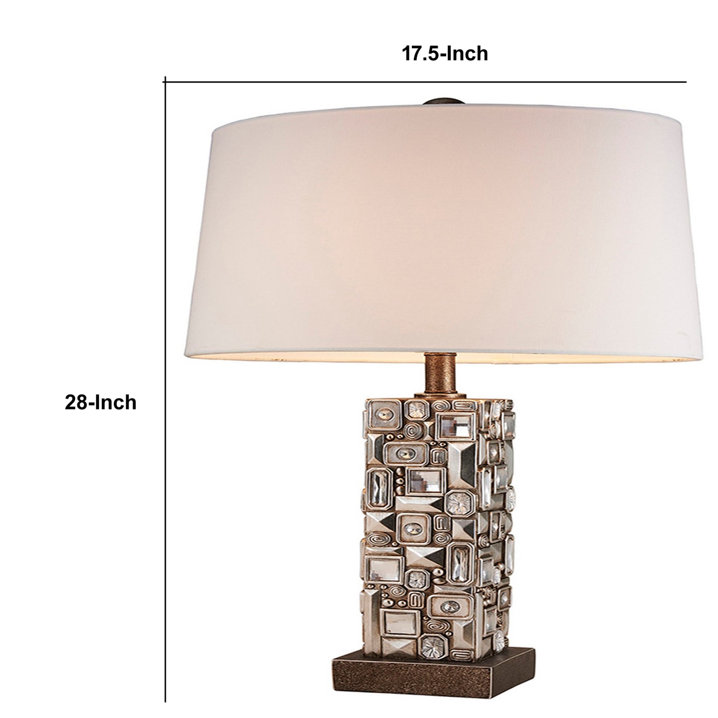Table Lamp with Abstract Mirror Block Base Bronze