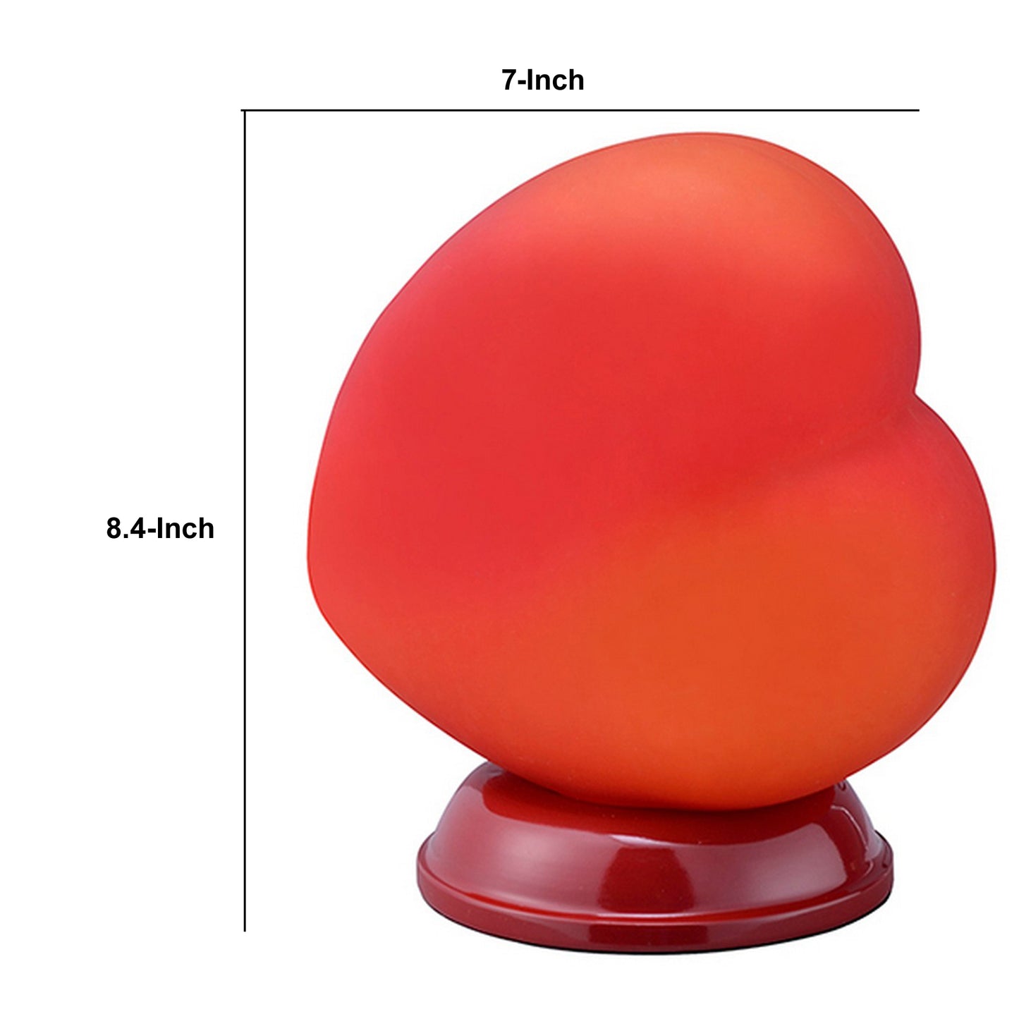 Table Lamp with Heart Shaped Glass Shade Red