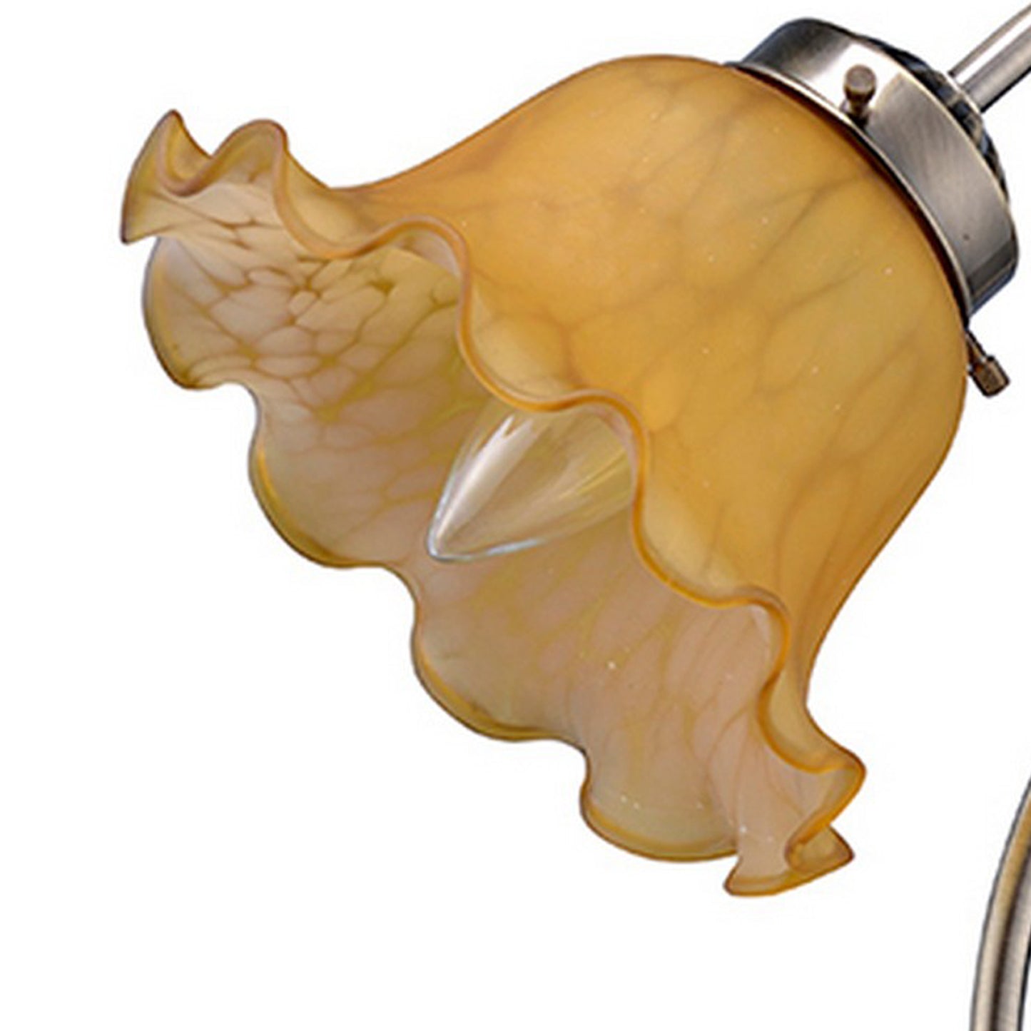 Table Lamp with Gooseneck and Floral Shade Brown and Yellow