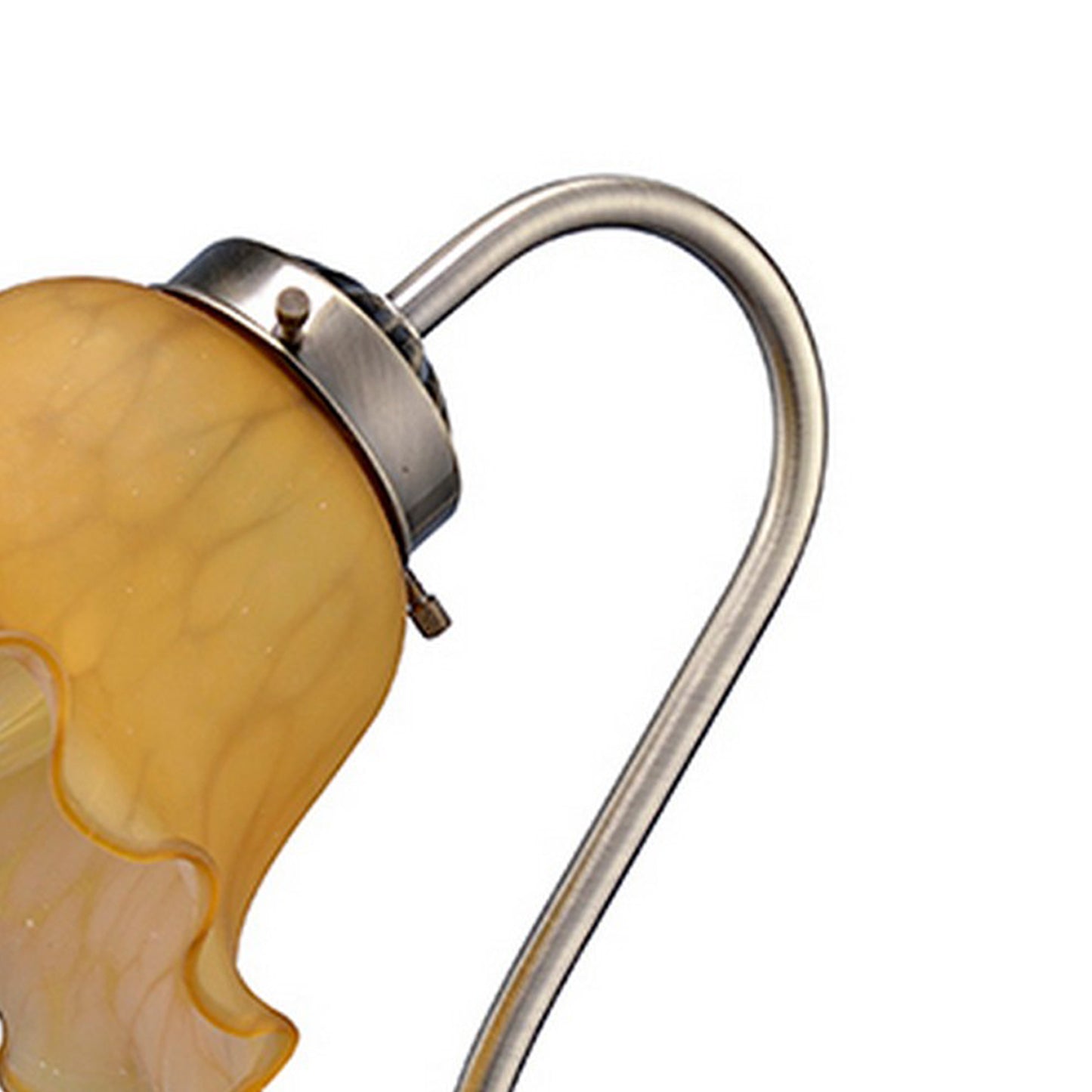 Table Lamp with Gooseneck and Floral Shade Brown and Yellow