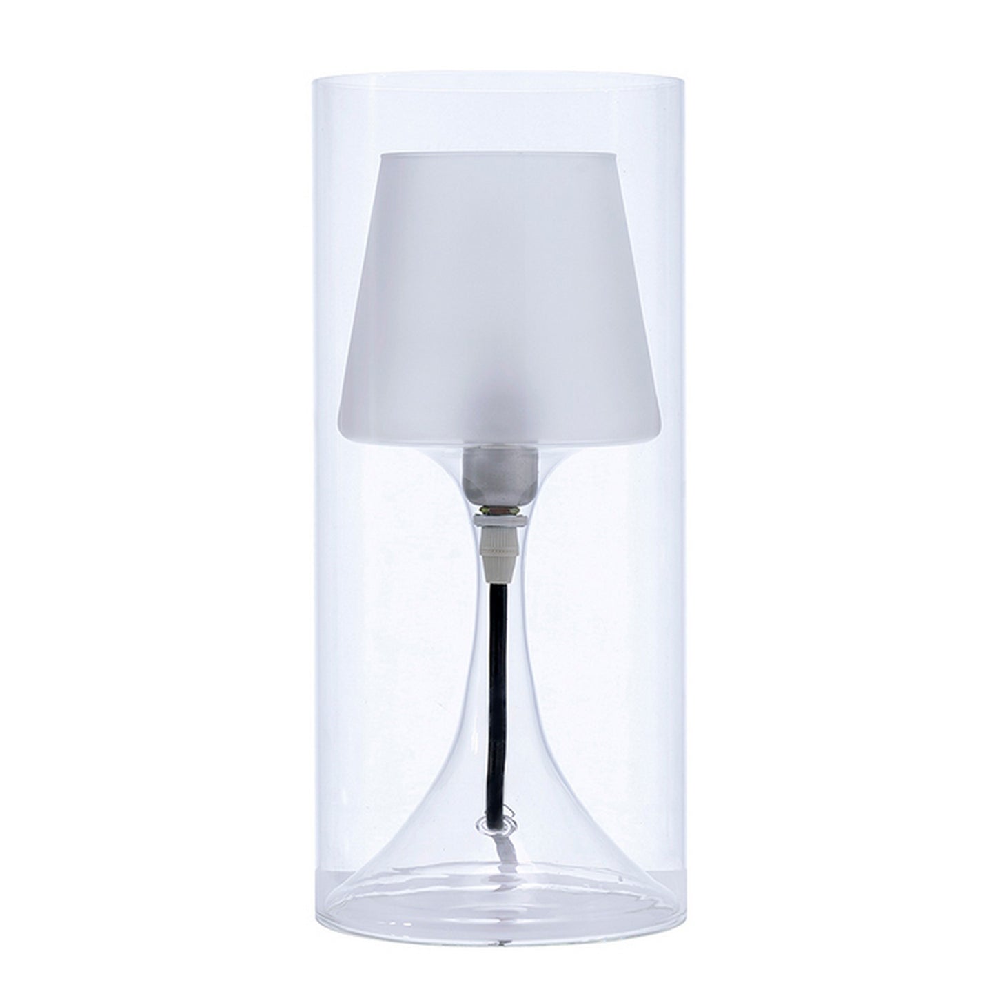 Hurricane Table Lamp with Frosted Glass Shade Clear