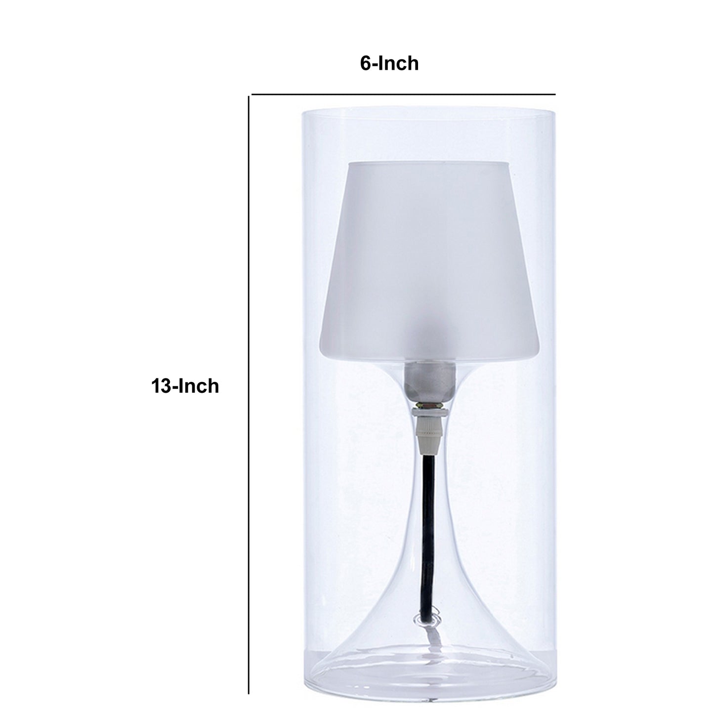 Hurricane Table Lamp with Frosted Glass Shade Clear