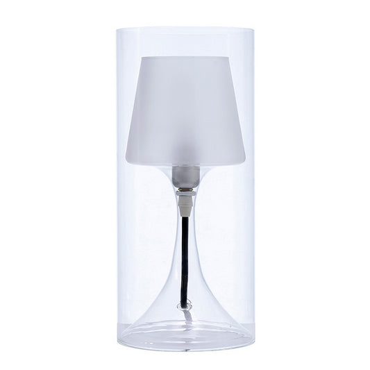 Hurricane Table Lamp with Frosted Glass Shade Clear