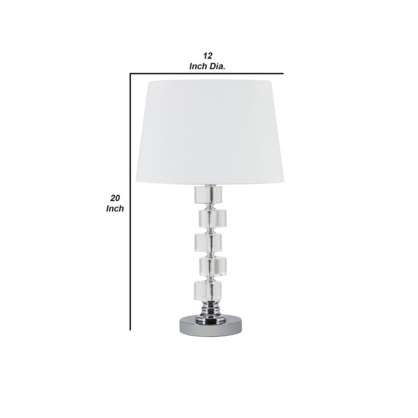 Table Lamp with Zig Zag Crystal Cube Accents Silver