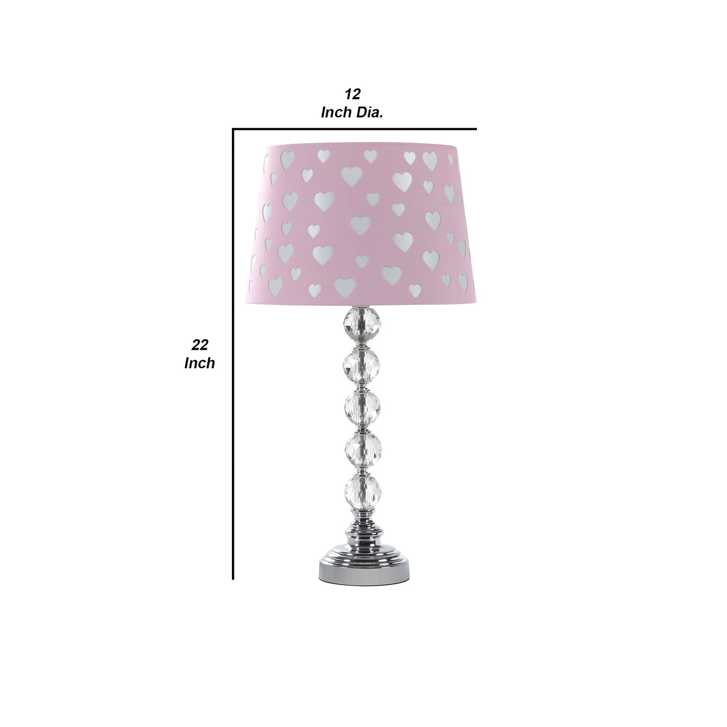 Table Lamp with Orb Stacked Base and Heart Shade Silver