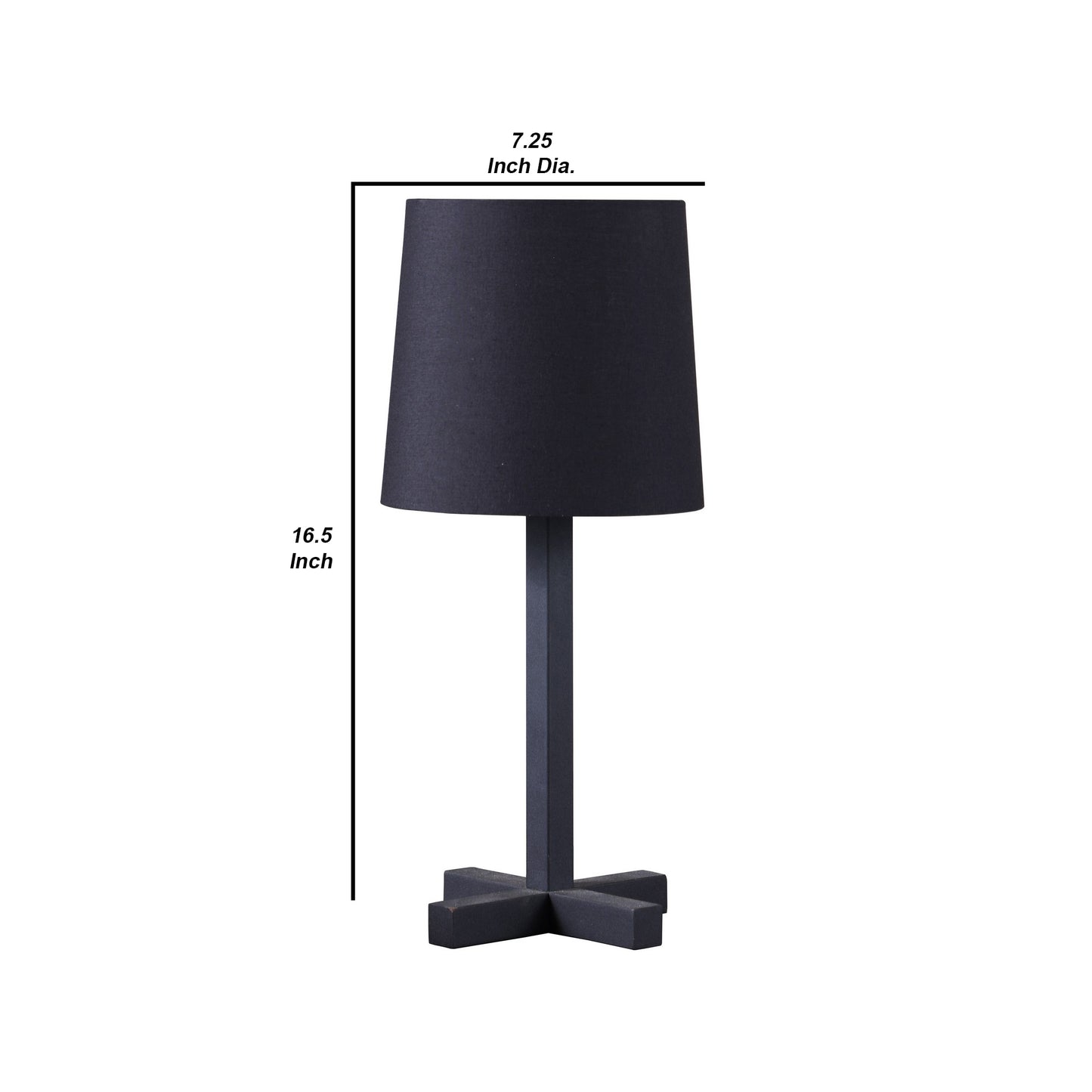 Table Lamp with Metal Cross Legged Base Black