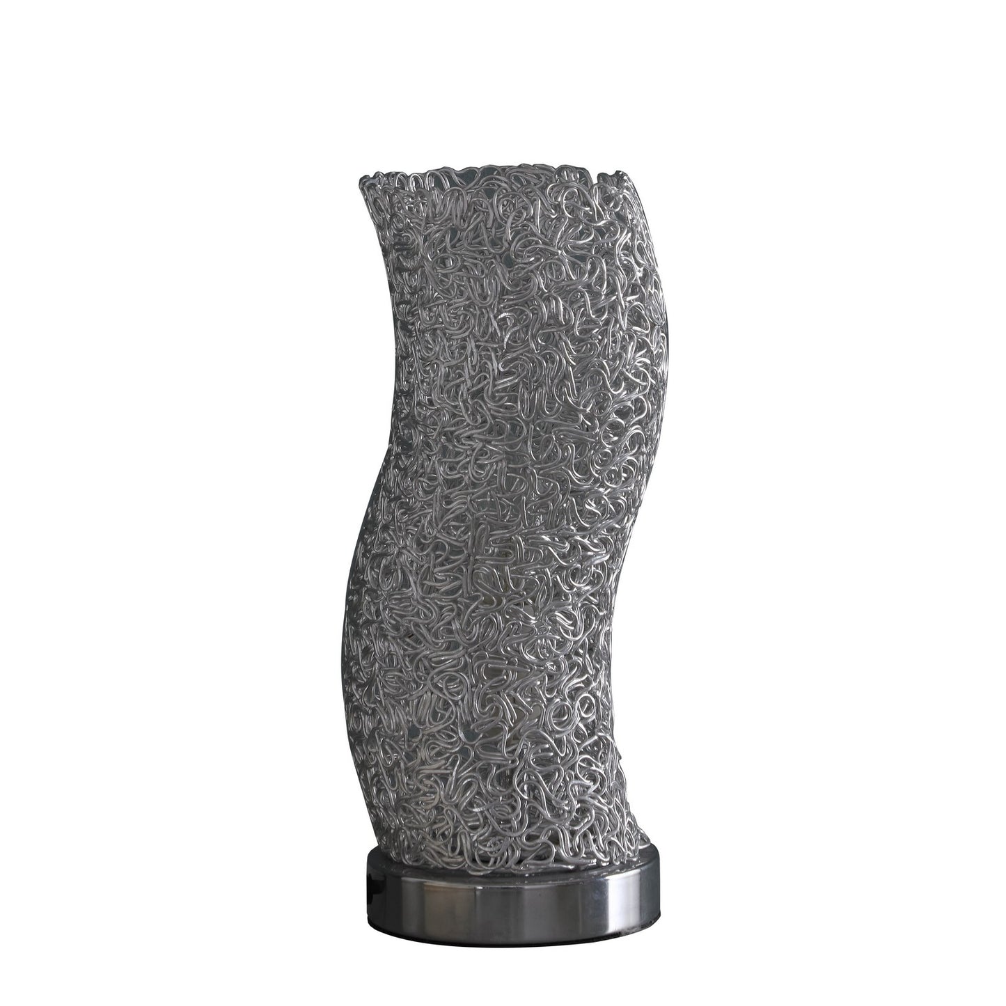 Table Lamp with Curved Aluminum Open Network Silver