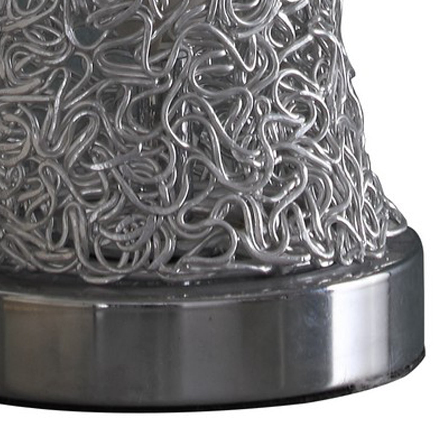 Table Lamp with Curved Aluminum Open Network Silver
