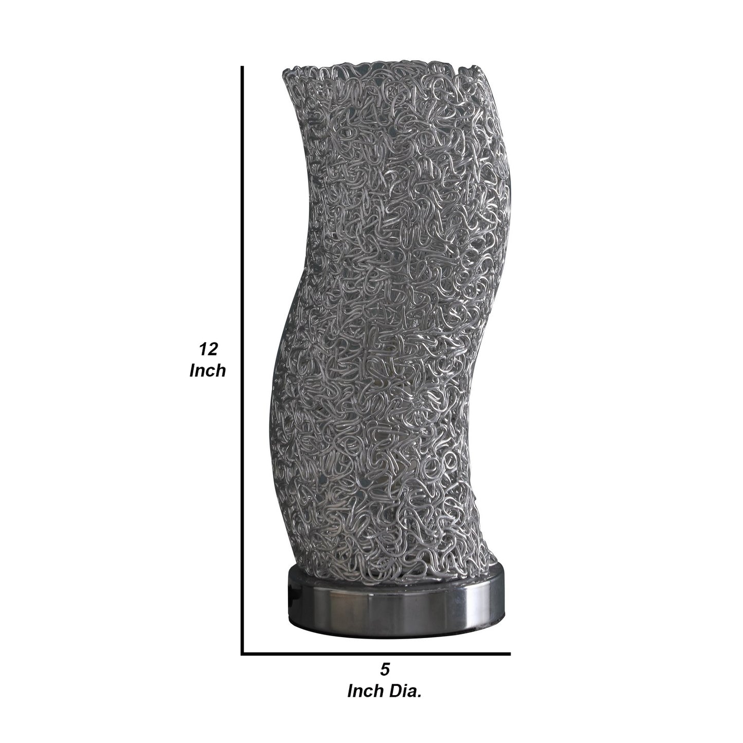 Table Lamp with Curved Aluminum Open Network Silver
