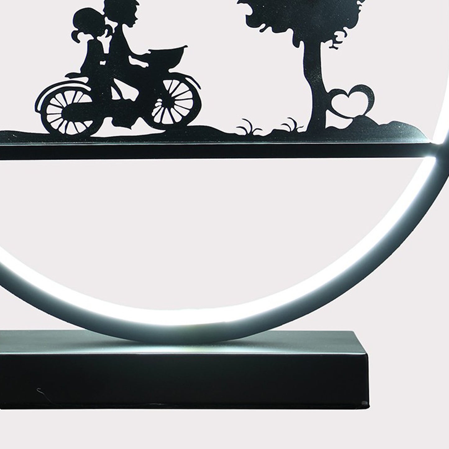 Round Table Lamp with LED Accent Black