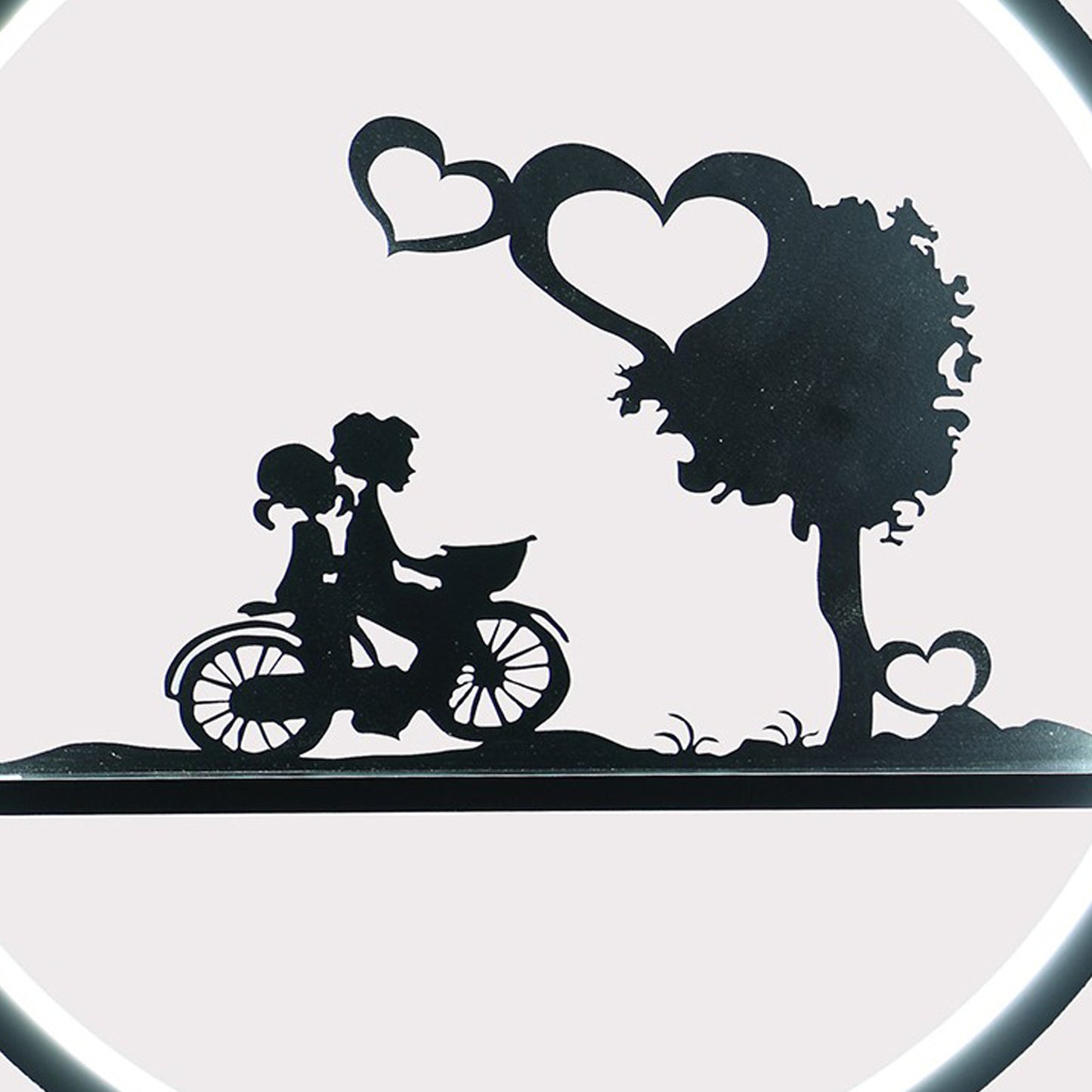 Round Table Lamp with LED Accent Black