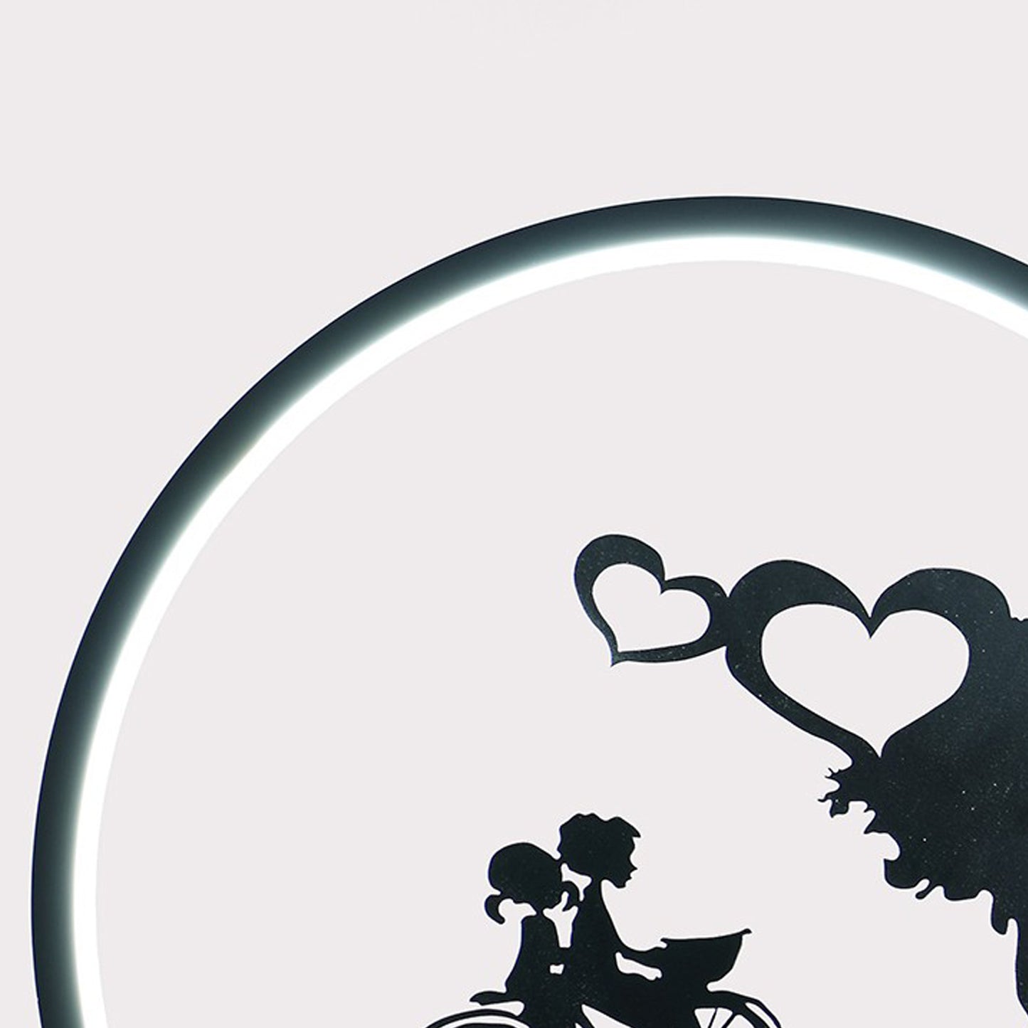 Round Table Lamp with LED Accent Black