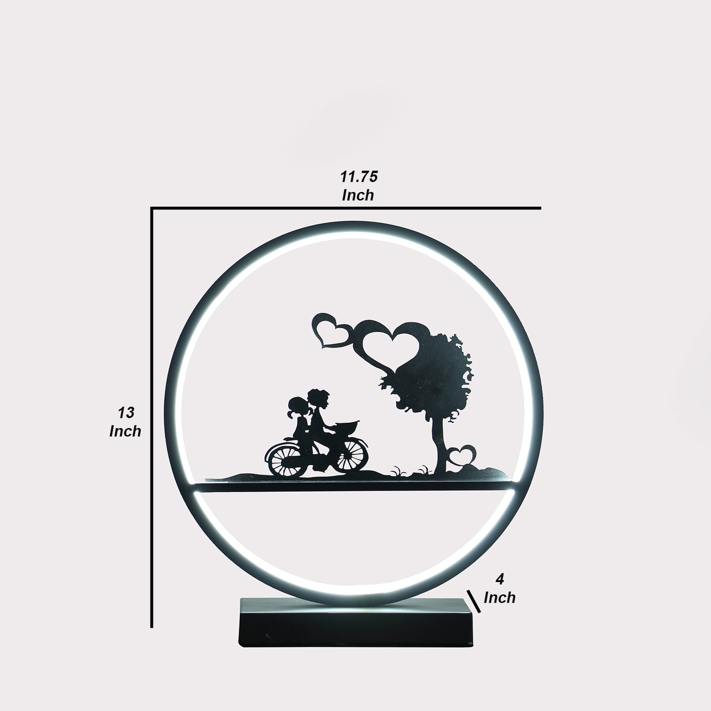 Round Table Lamp with LED Accent Black