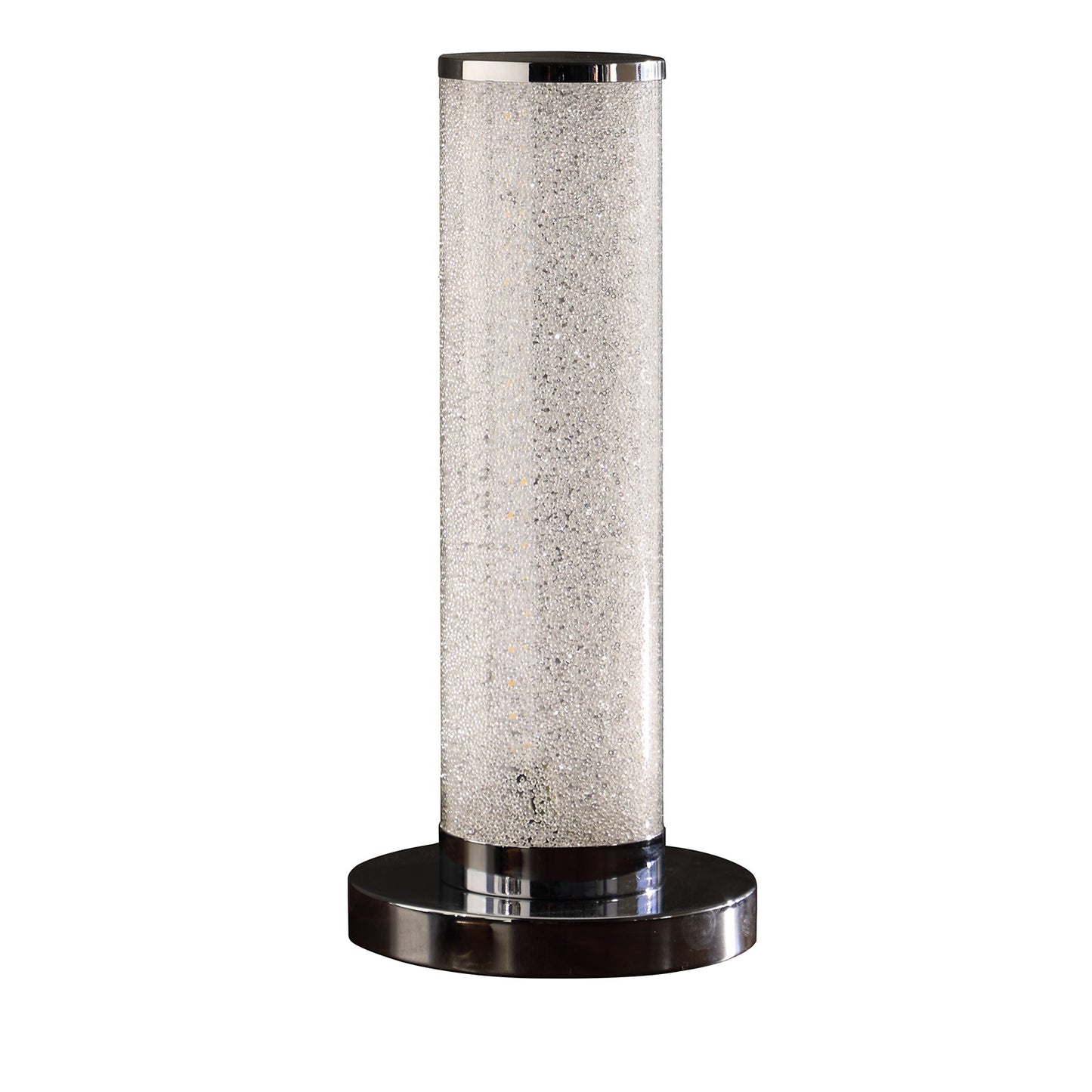 Column Table Lamp with 90 PCS LED and Crystal Sandrocks Silver