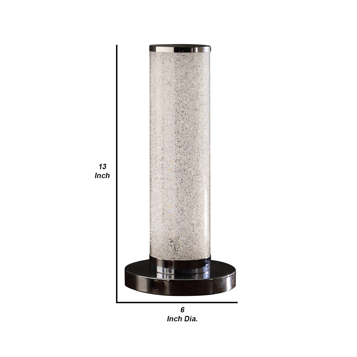 Column Table Lamp with 90 PCS LED and Crystal Sandrocks Silver