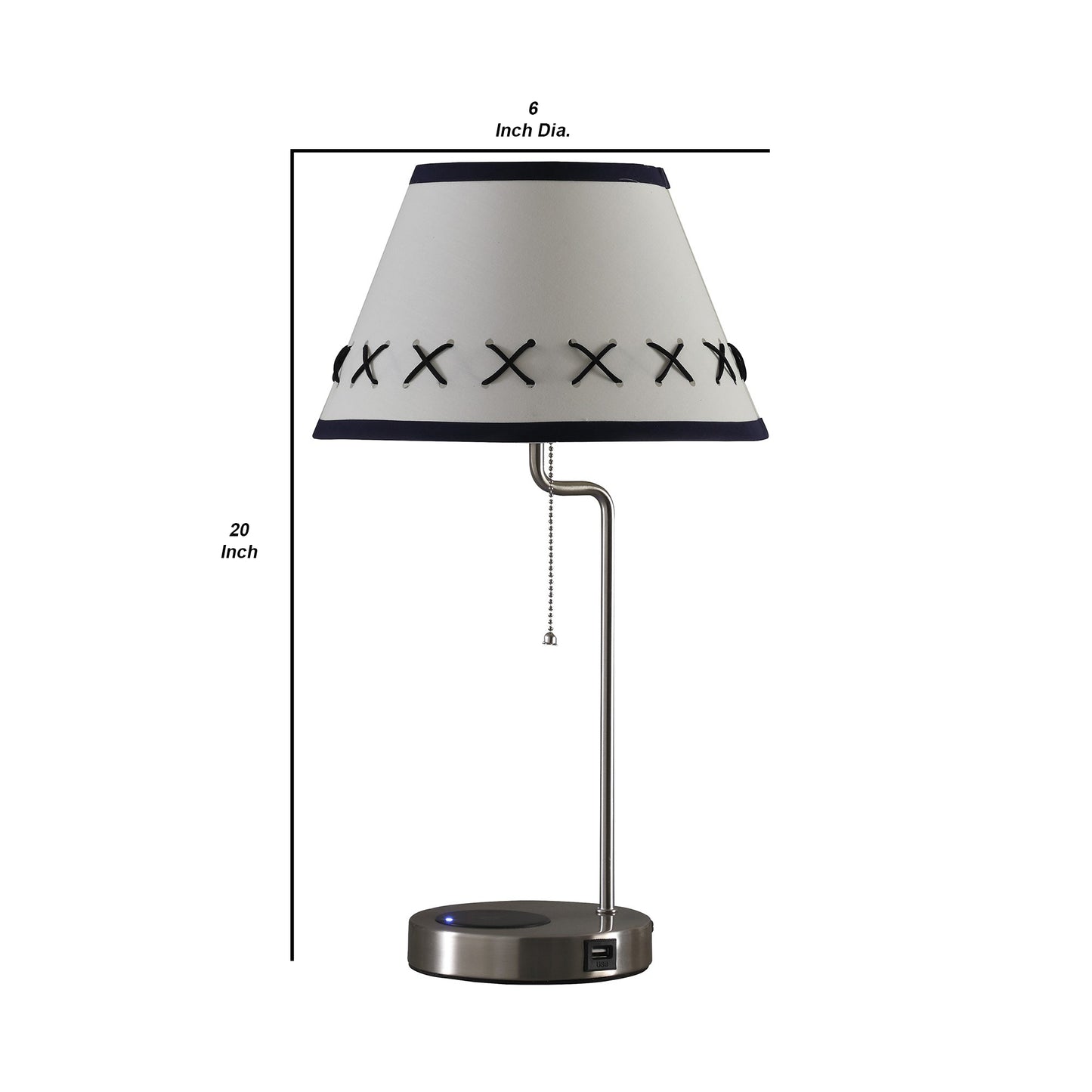Table Lamp with Wireless Charging and USB Port Silver