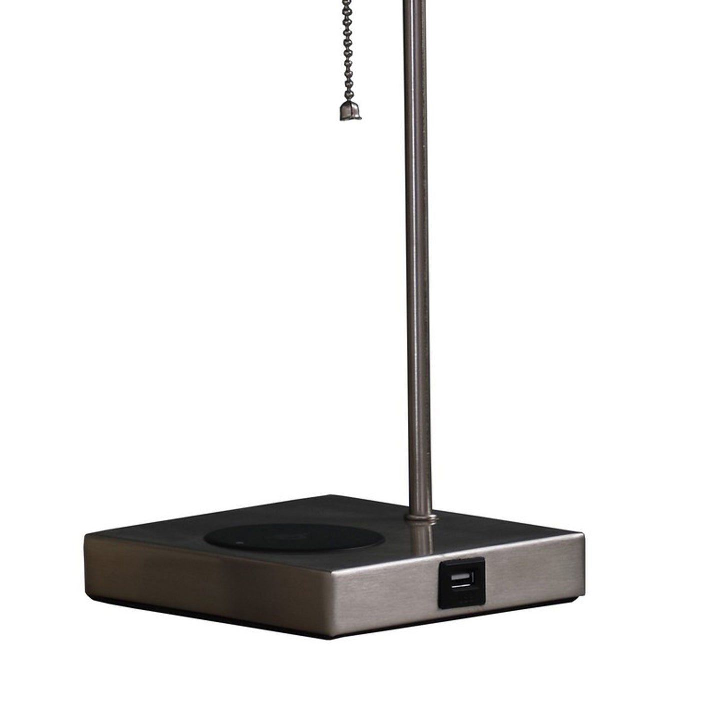 Table Lamp with Wireless Charging and Square Shade Silver