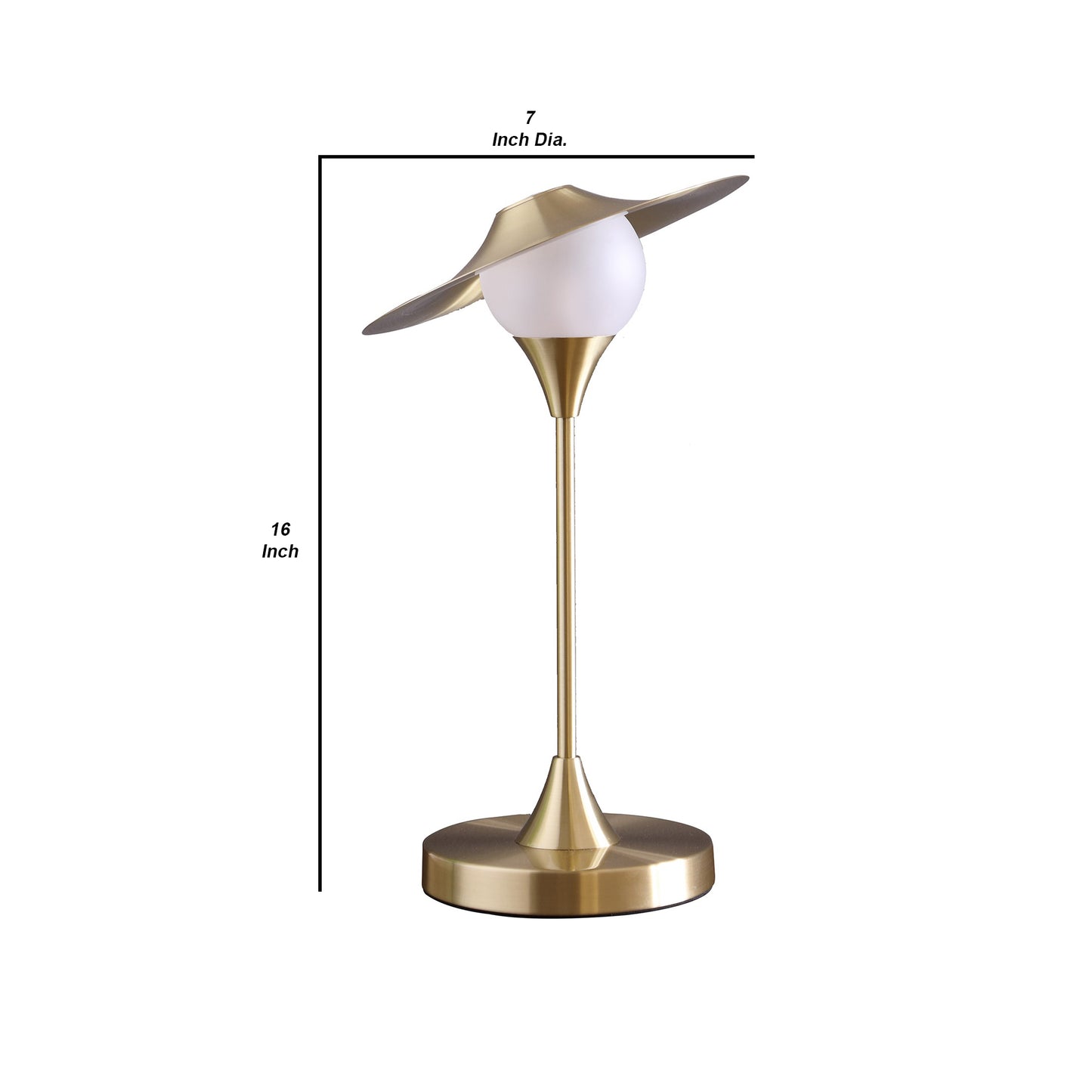 Table Lamp with Metal Base and Glass Globe Shade Gold