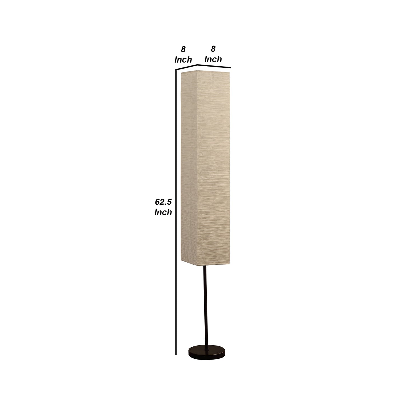 Floor Lamp With Linear Metal Base And Column Shade Black