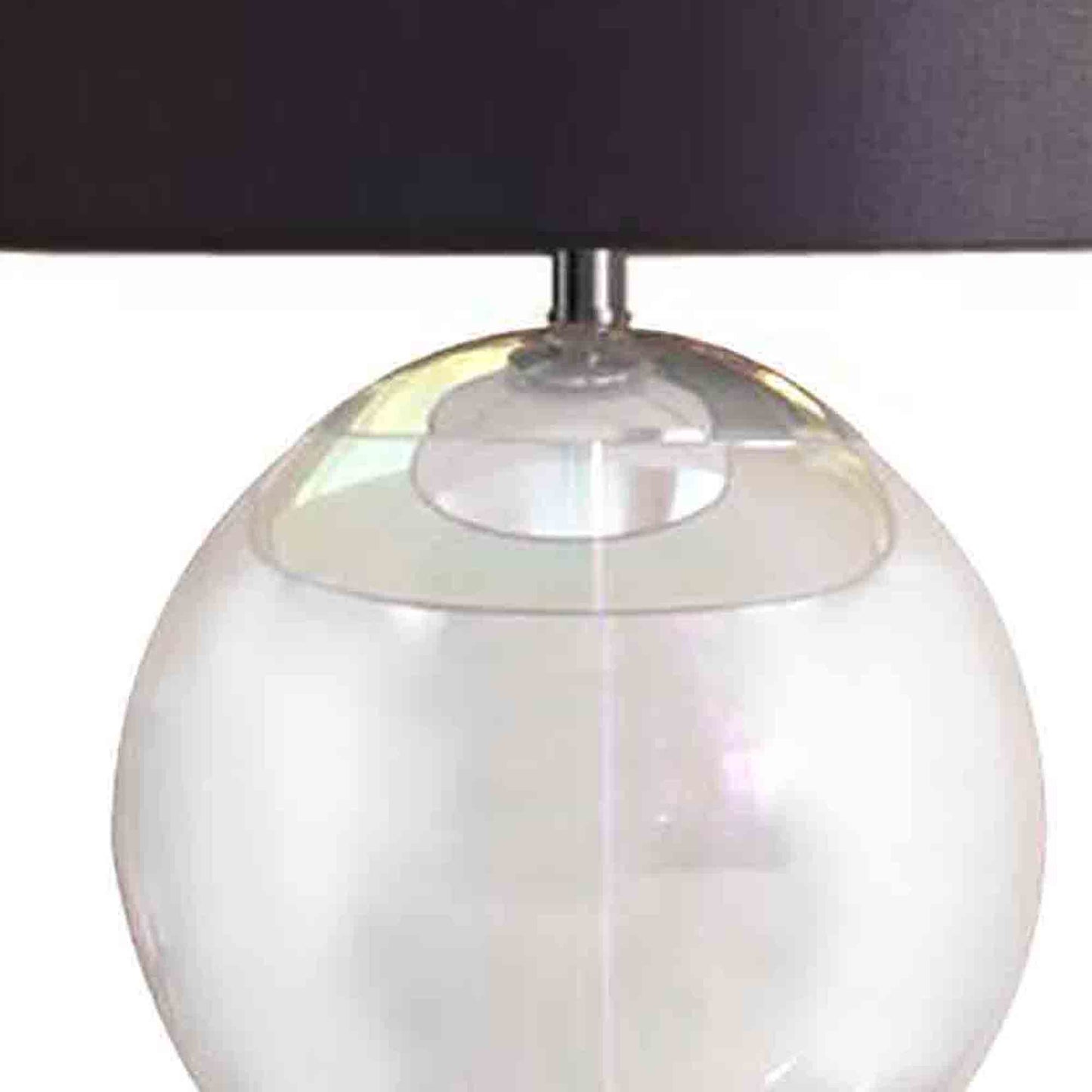 Table Lamp with Glass Orb and Metal Base Silver