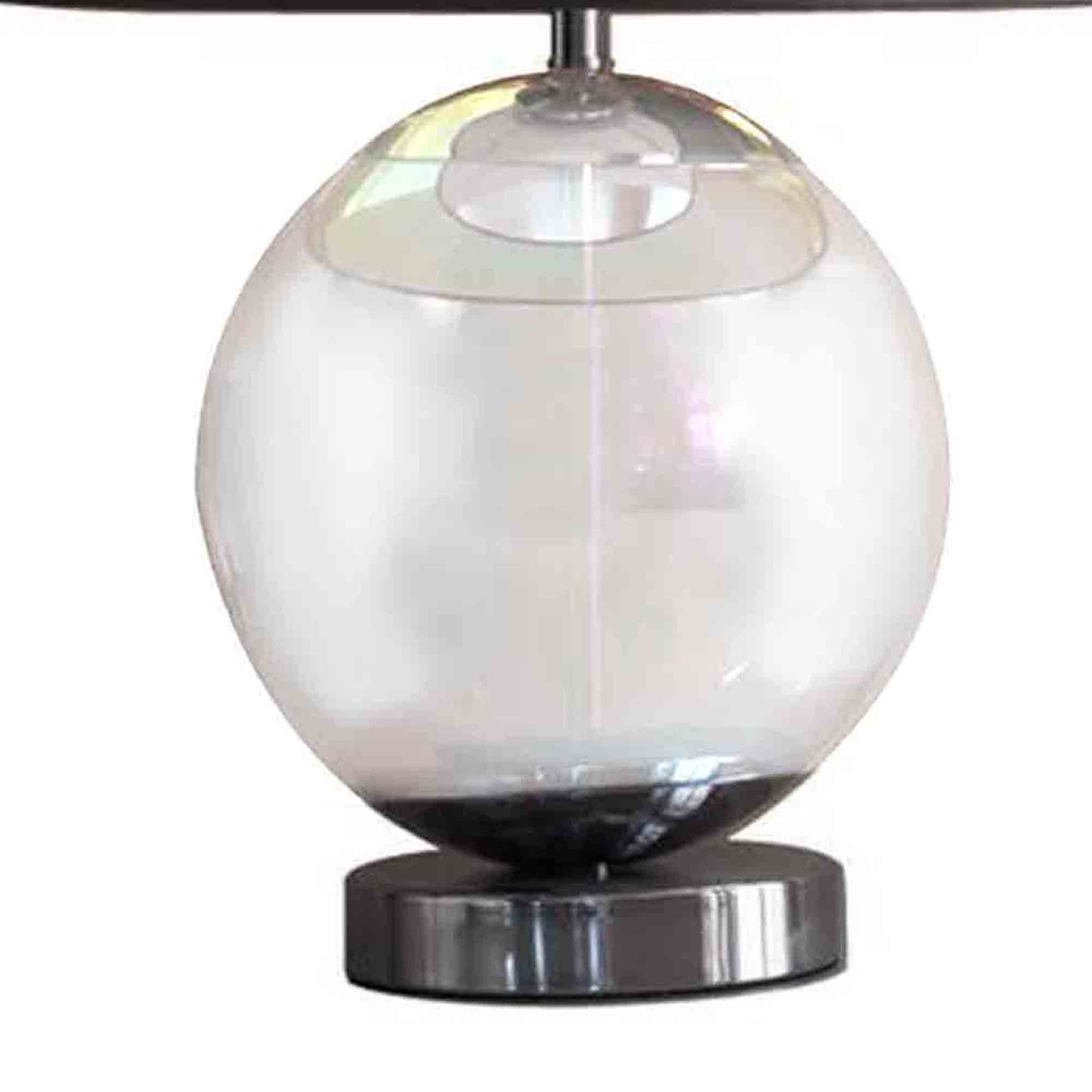 Table Lamp with Glass Orb and Metal Base Silver