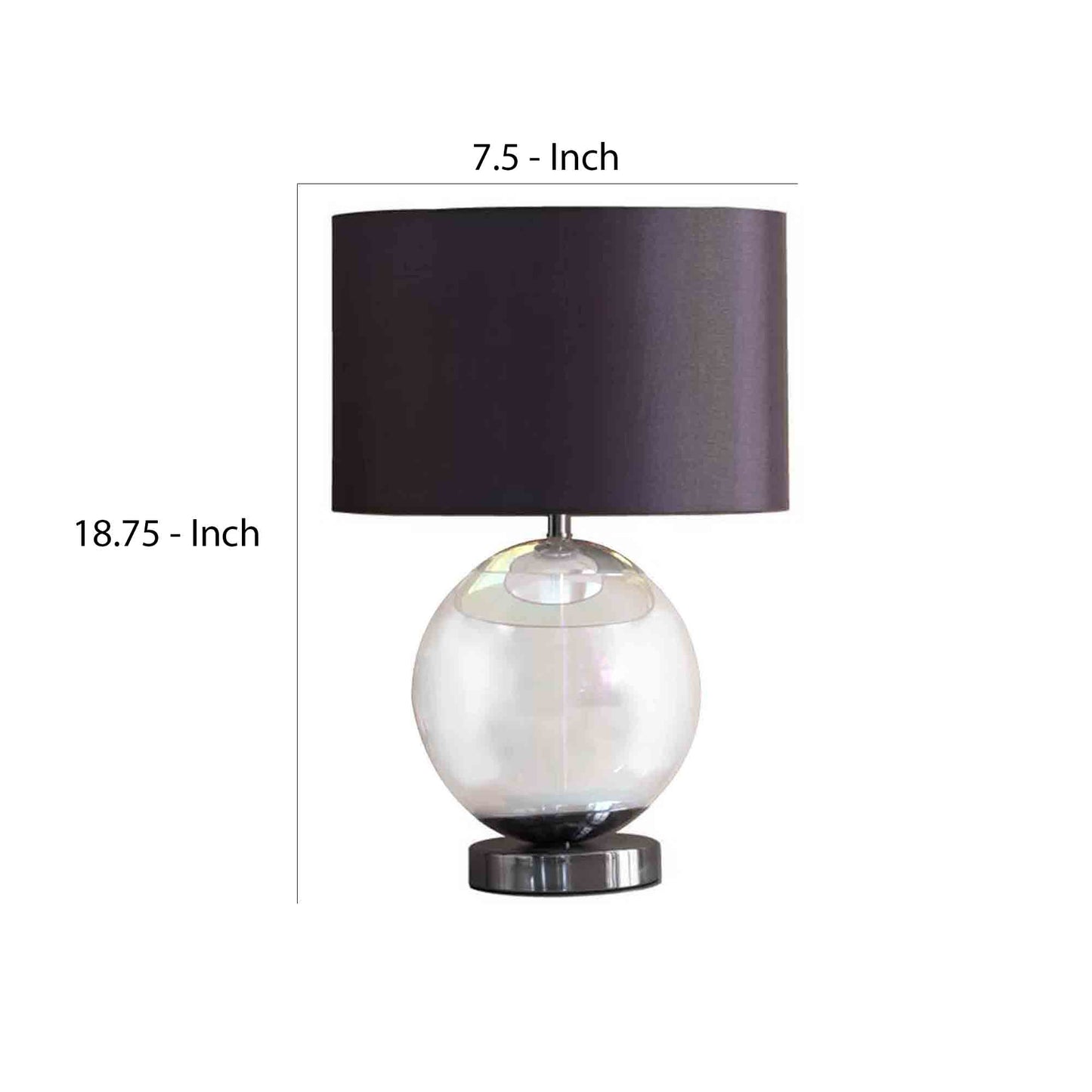 Table Lamp with Glass Orb and Metal Base Silver