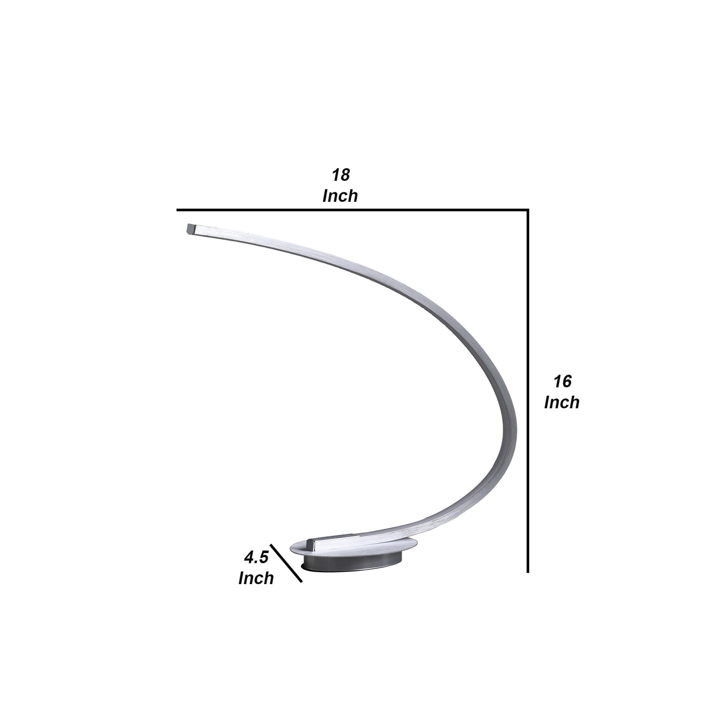 Table Lamp with Arched Tube LED Brushed Silver