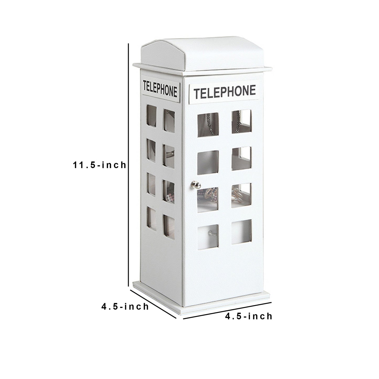 Telephone Booth Jewelry Box with 2 Drawers White
