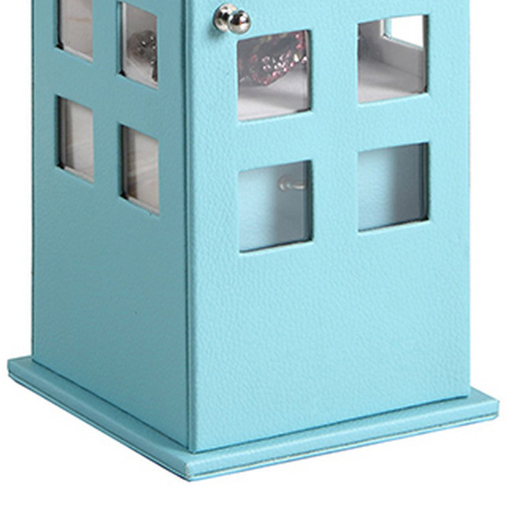 Telephone Booth Jewelry Box with 2 Drawers Light Blue