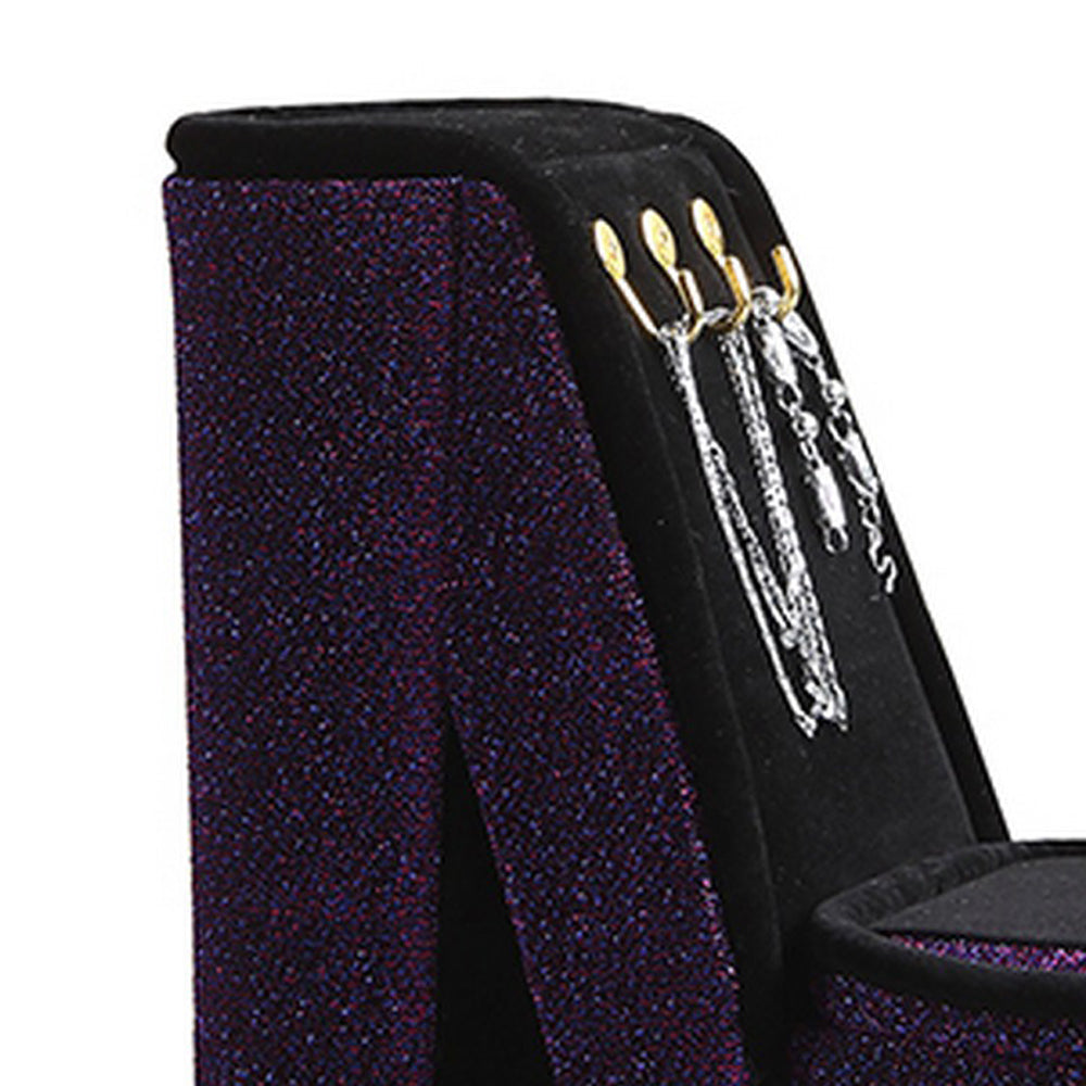 High Heel Shoe Jewelry Box With 3 Hooks And Storage Purple