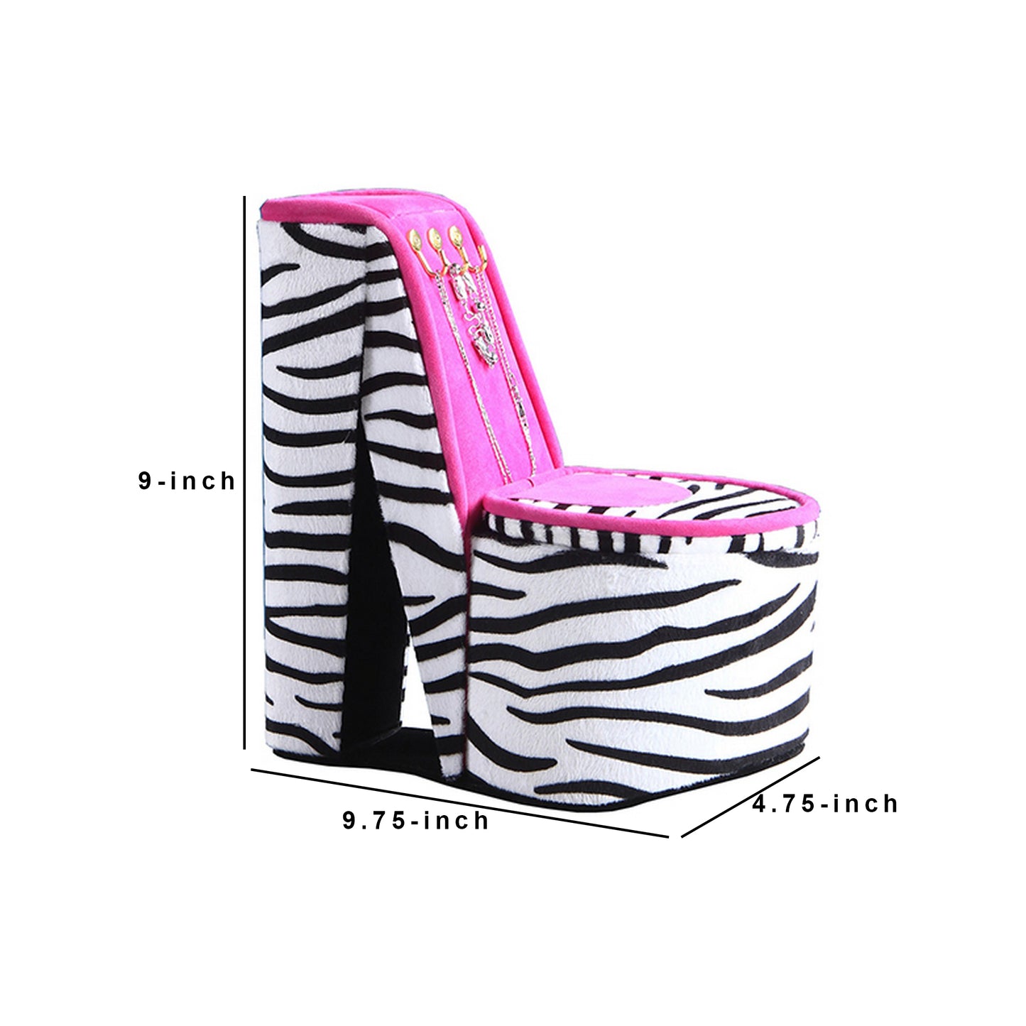 High Heel Zebra Shoe Jewelry Box With 3 Hooks Multicolor