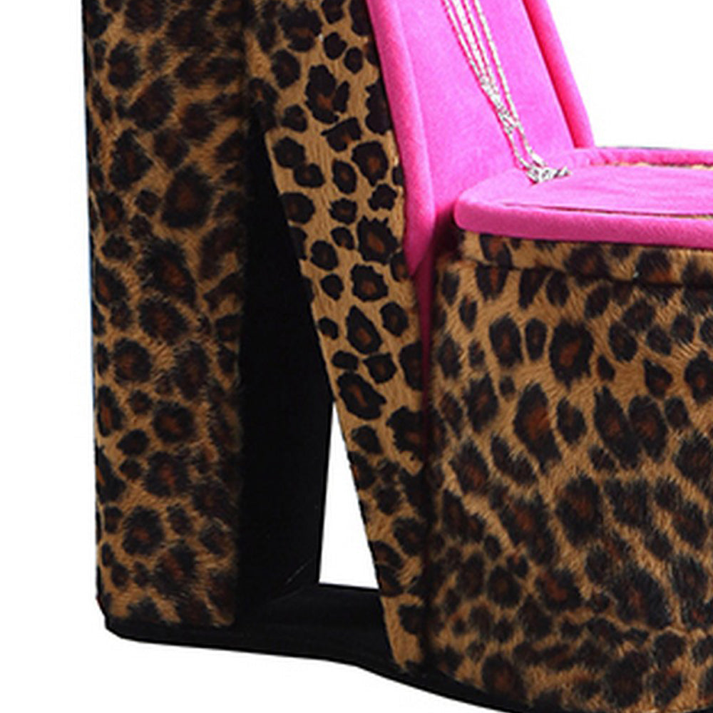 High Heel Cheetah Shoe Jewelry Box With 3 Hooks Multicolor