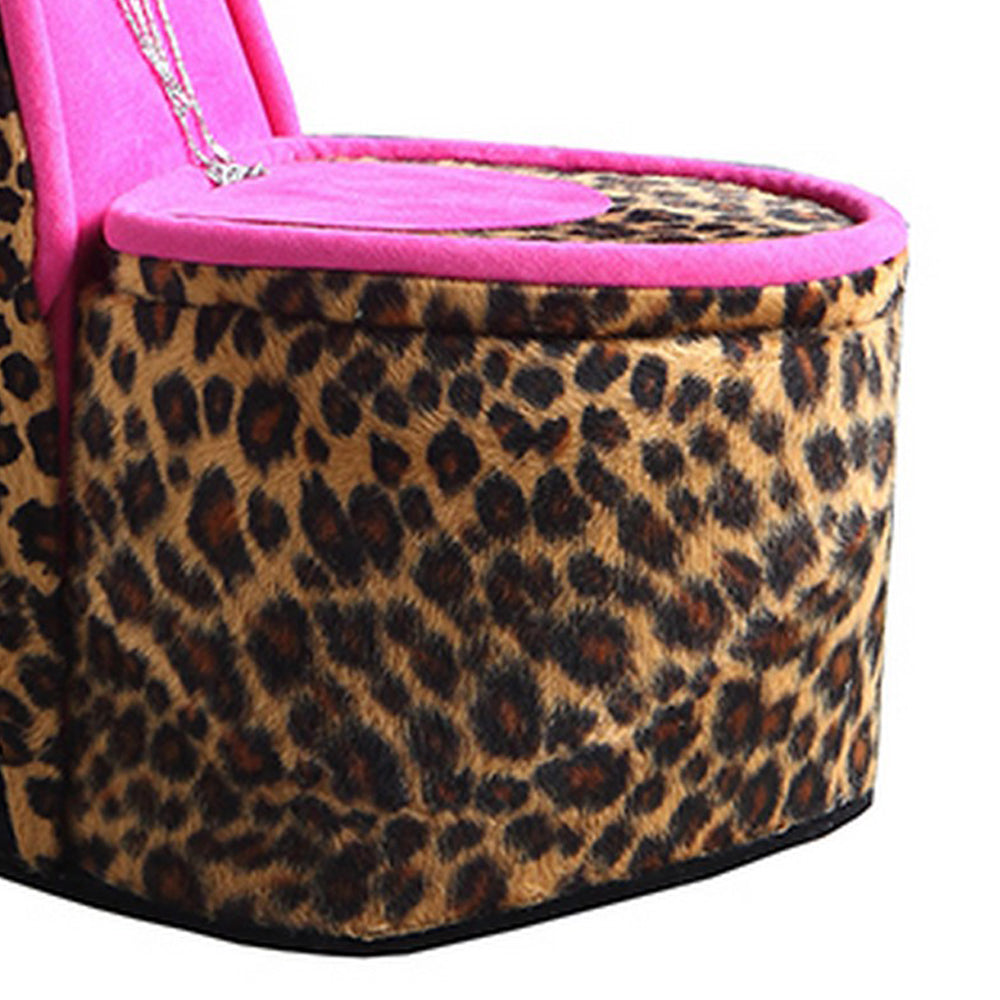 High Heel Cheetah Shoe Jewelry Box With 3 Hooks Multicolor