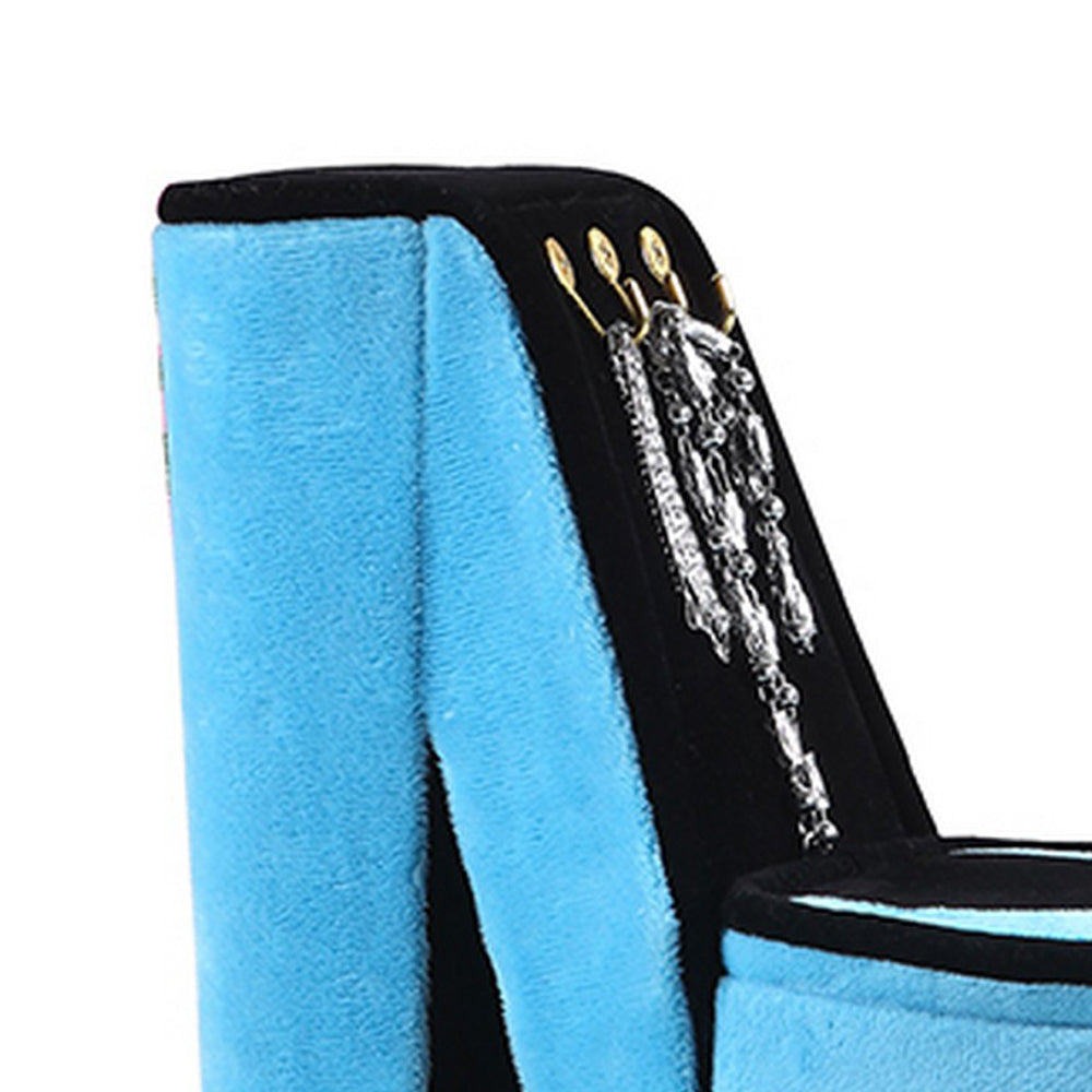 High Heel Shoe Jewelry Box With 3 Hooks And Storage Turquoise