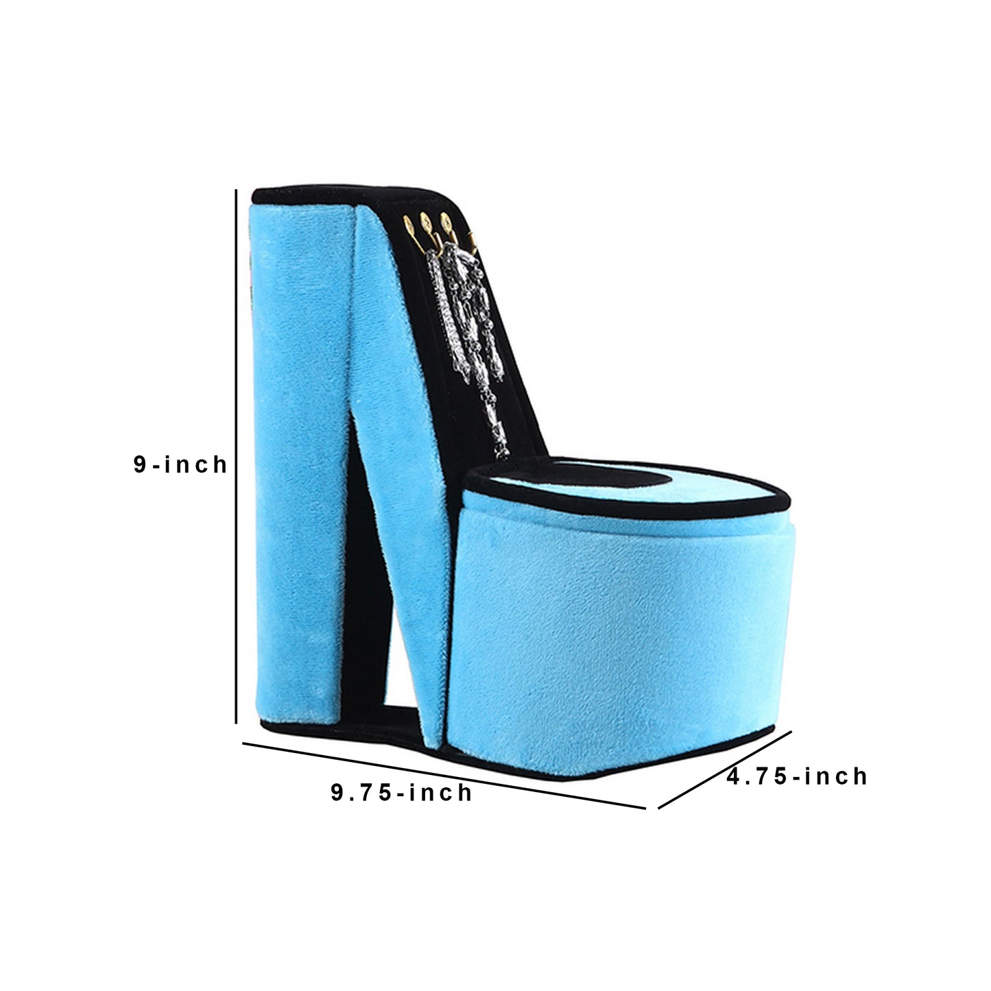 High Heel Shoe Jewelry Box With 3 Hooks And Storage Turquoise