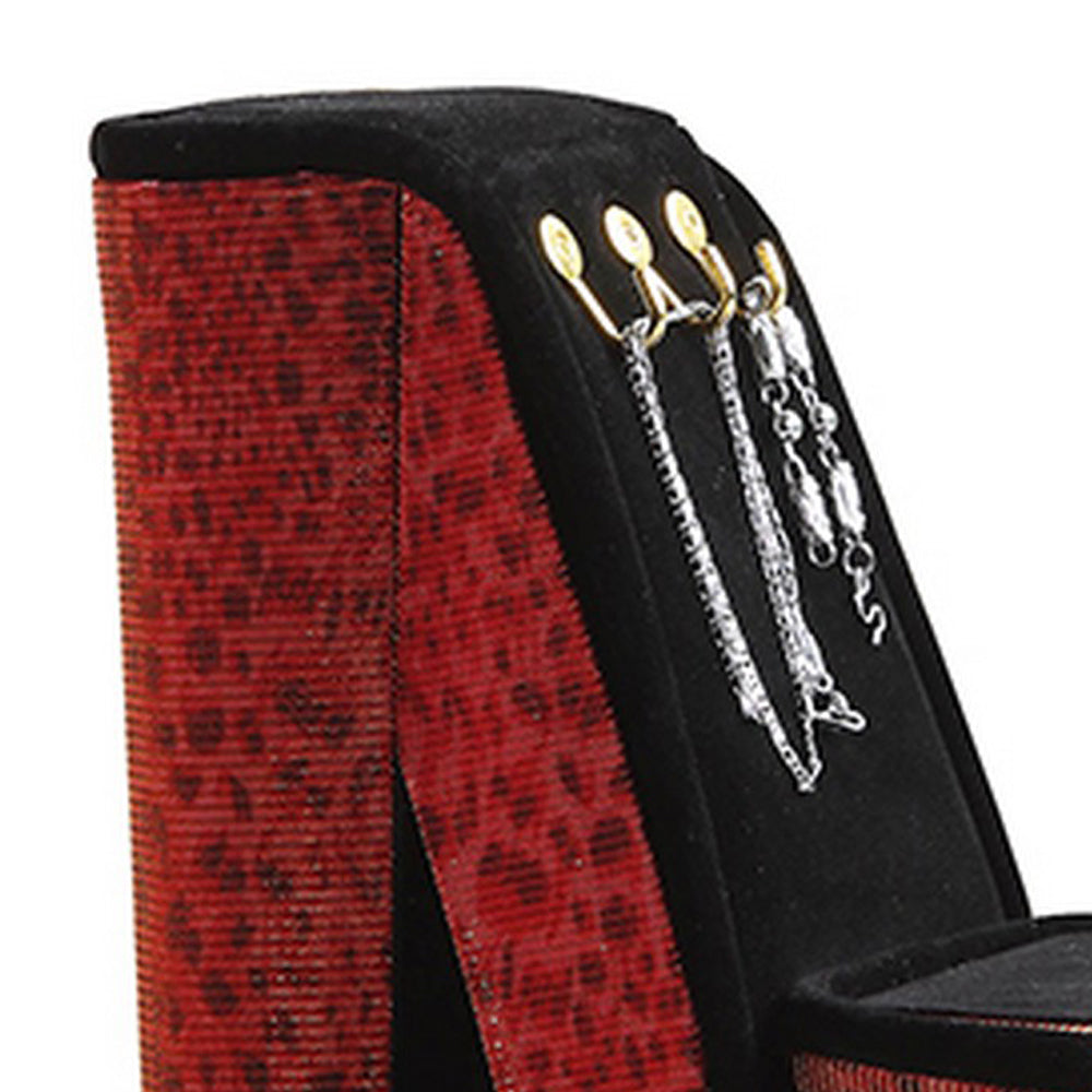 High Heel Leopard Shoe Jewelry Box With 3 Hooks Red