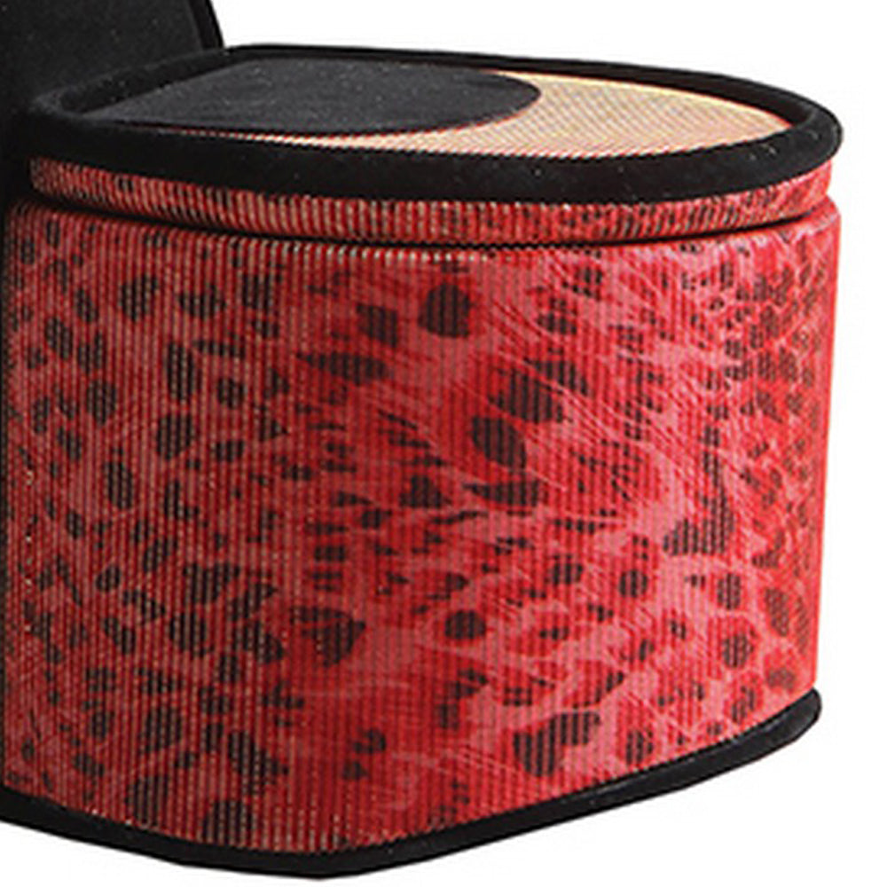 High Heel Leopard Shoe Jewelry Box With 3 Hooks Red