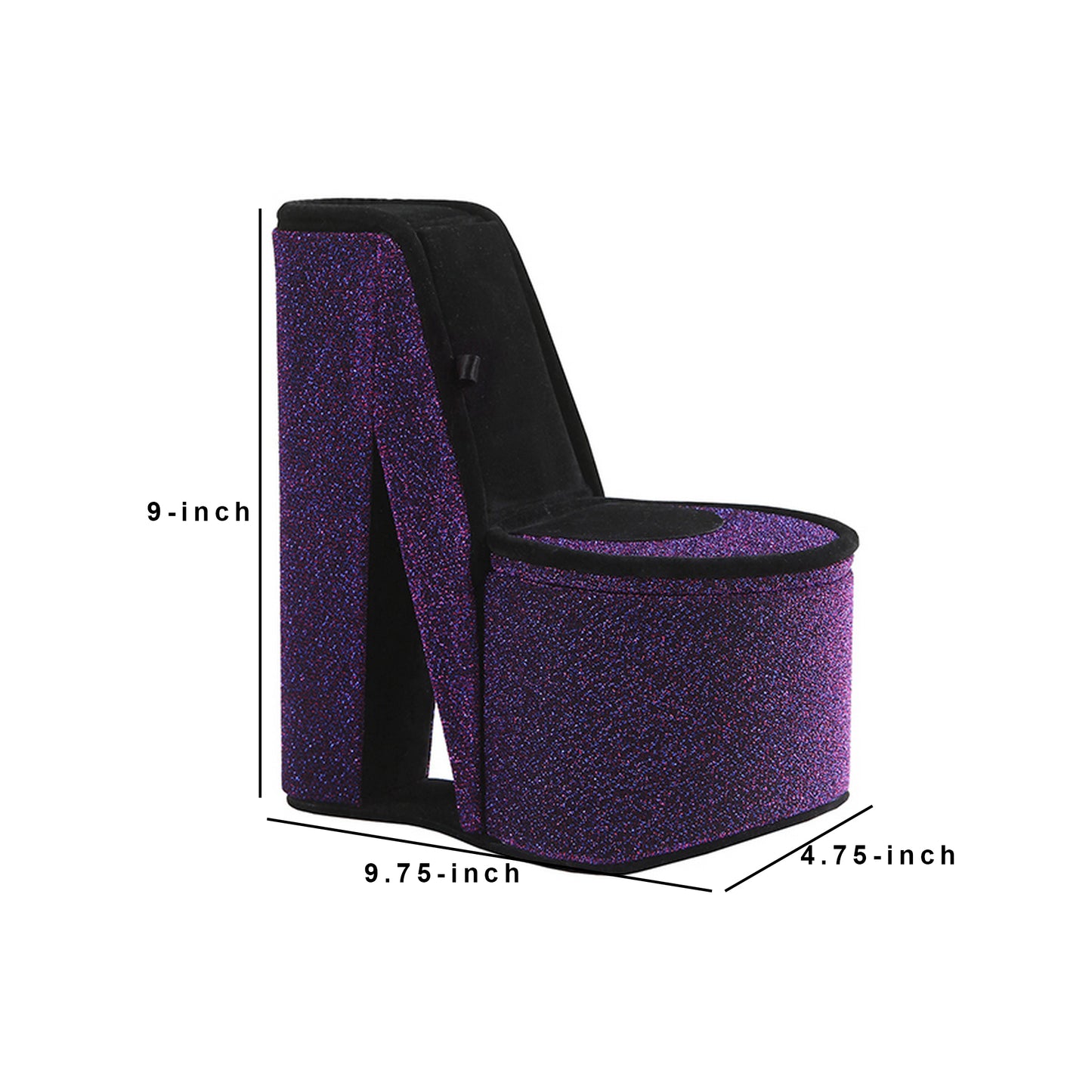High Heel Shoe Jewelry Box With 2 Hooks And Storage Purple
