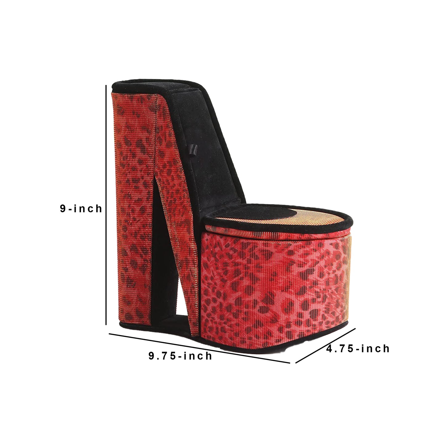 High Heel Leopard Shoe Jewelry Box With 2 Hooks Red