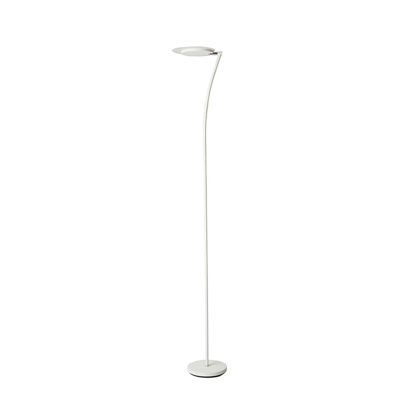 Torchiere Floor Lamp With Adjustable Plate Shade And Sleek Body White
