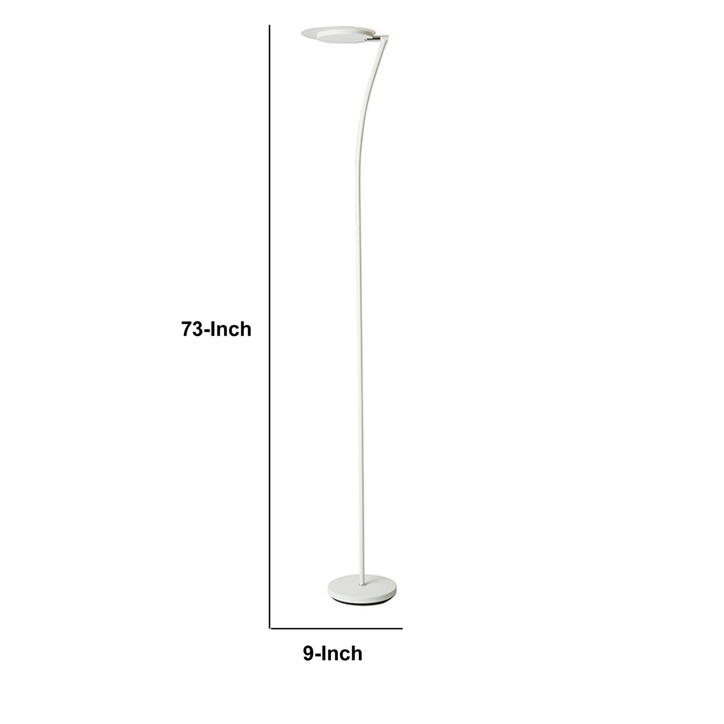 Torchiere Floor Lamp With Adjustable Plate Shade And Sleek Body White